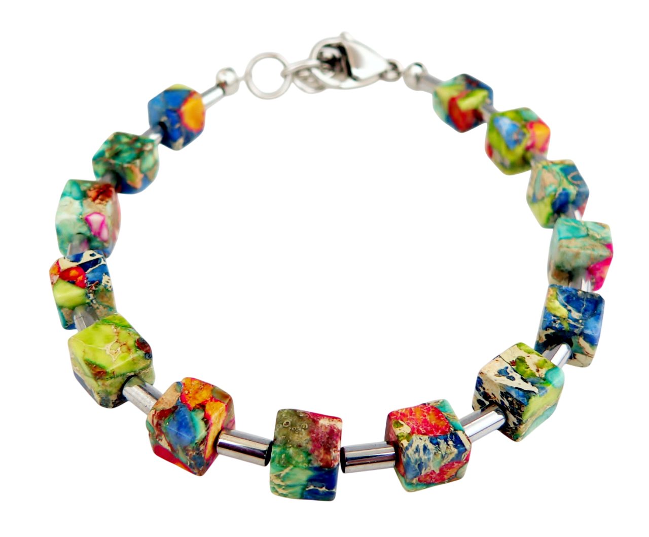 traumschmuck Armband 213l Armband Würfel Schmuckstein Jaspis multicolor bun günstig online kaufen