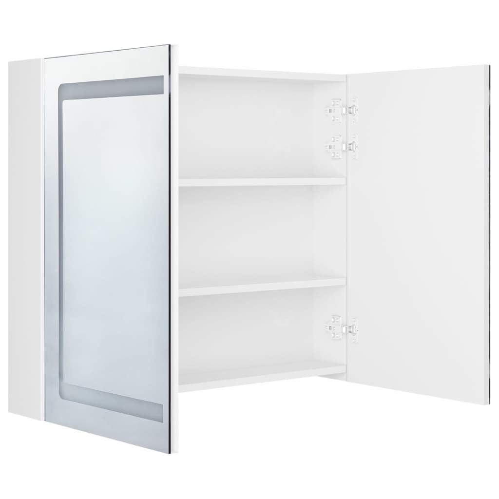 vidaXL Badezimmerspiegelschrank LED-Spiegelschrank fürs 80x12x68 Glänzend Bad (1-St) cm Weiß Hochglanz-Weiß