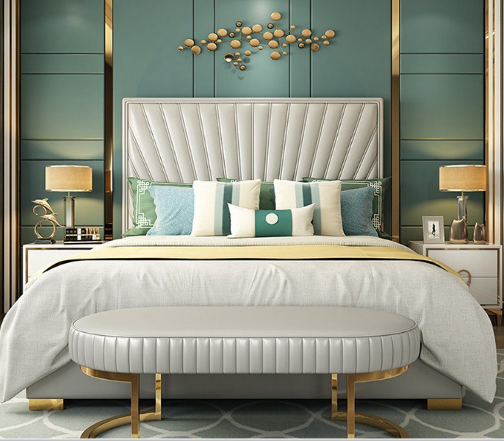 JVmoebel Bett, Bett Polster Design Luxus Doppel Hotel Betten Schlaf Zimmer Leder