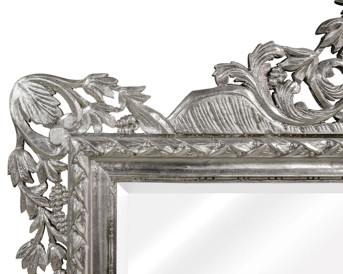 H. 190 Padrino 155 x Barock Wohnzimmer Barockstil Barockspiegel Casa Spiegel Wandspiegel im - cm Silber