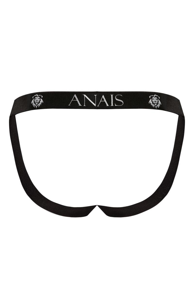 Anais for Men String Herren Jock Strap schwarz rot aus glattem blickdichtem Stoff mit Leopa