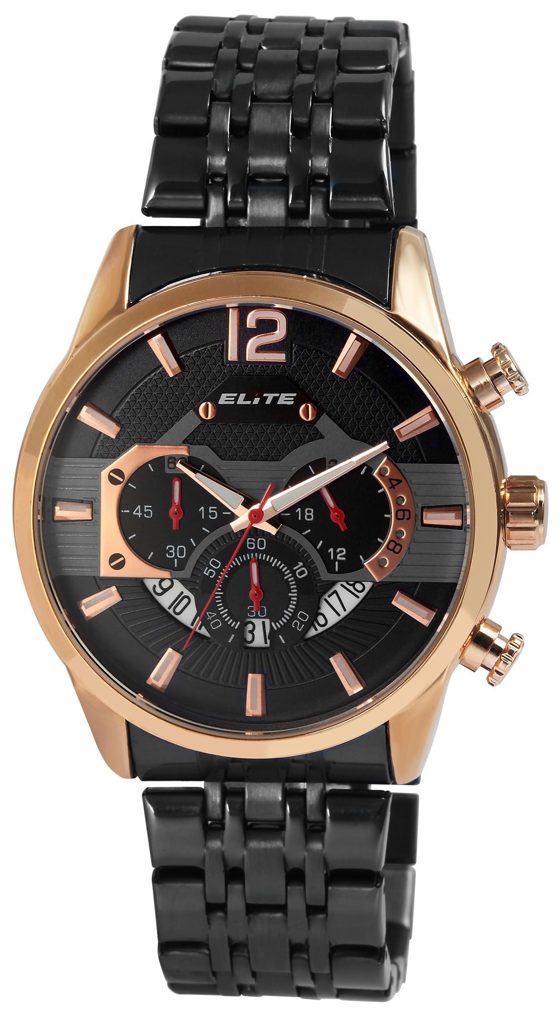 Elite Quarzuhr 2800085 mit Edelstahlband, 3 ATM, Chronograph