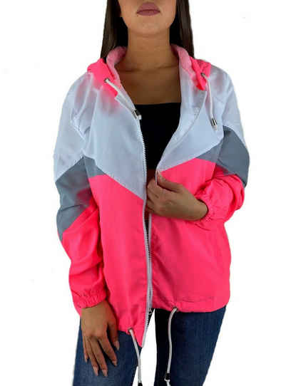 Worldclassca Windbreaker Worldclassca Damen Windbreaker Festival Jacke 90s Blouson Regen Kapuzenjacke Bomberjacke Sport Hoodie Übergangsjacke mit Reißverschluss Wasserabweisend XS-XL