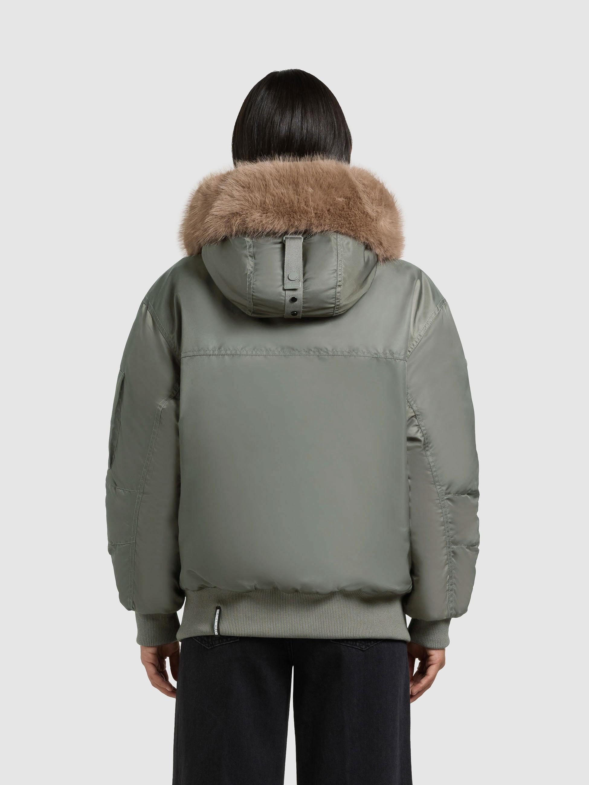 khujo Bomberjacke Cela Oversize Winterjacke mit abnehmbarem Kunstpelz-Besatz