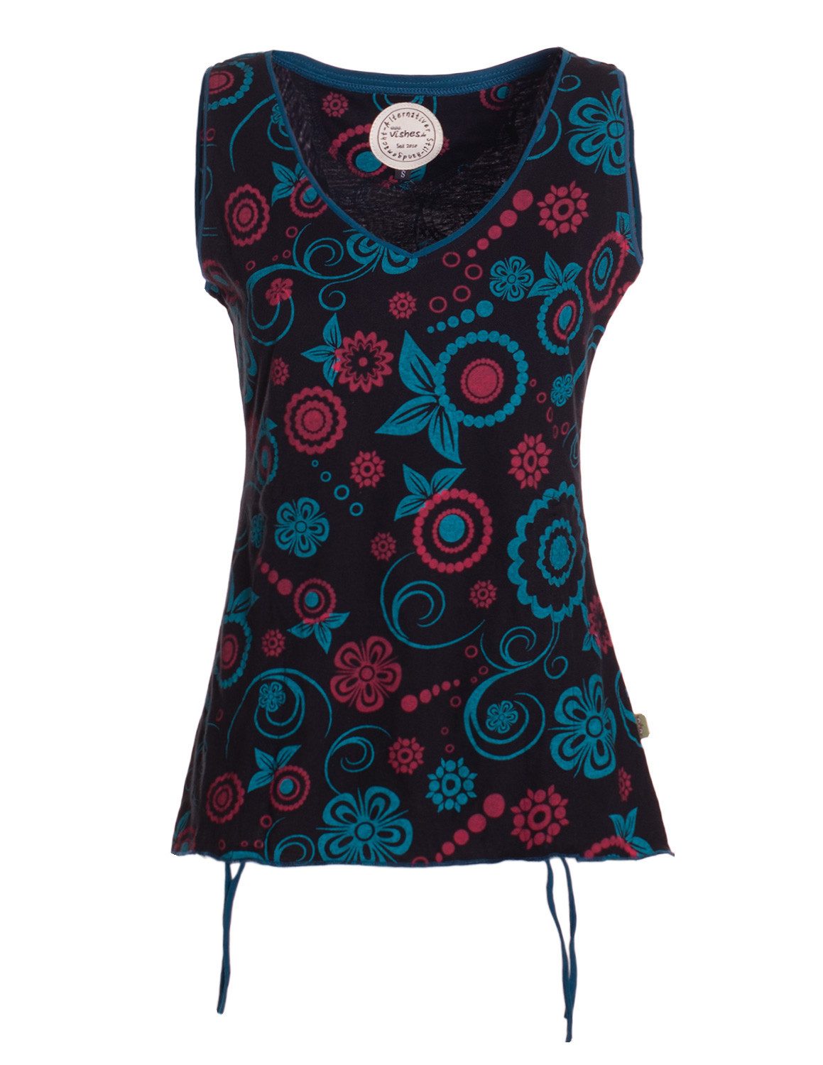 Vishes Shirttop Tanktop Damen Blumenprint V-Ausschnitt verstellbar Baumwolle Alternative Mode, Boho, Hippie, Ethno, Festival – Bild 5 von 5