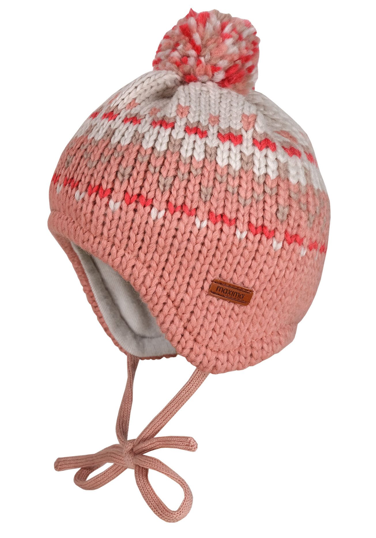 MAXIMO Strickmütze im Grobstrick-Jacuard mit Pompon und Futter