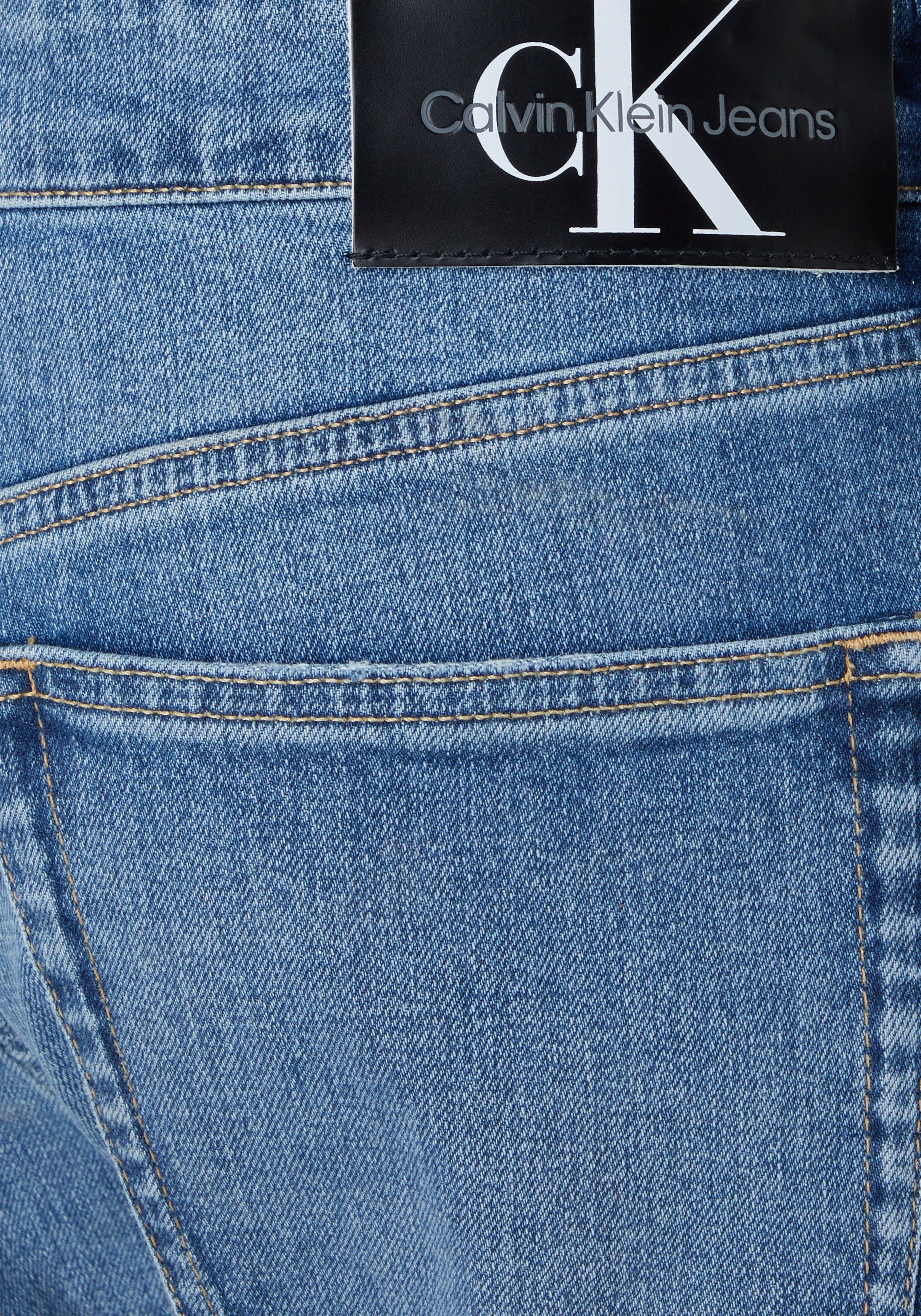 TAPER Jeans Tapered-fit-Jeans Leder-Badge Klein SLIM Calvin Calvin mit Klein