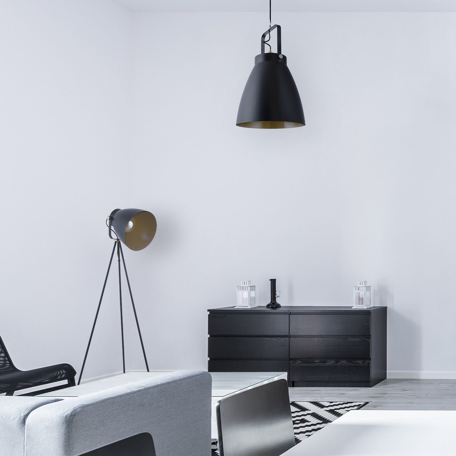 Home Design ohne Industrial E27 Paco Wohnzimmer Modern BOONE Leuchtmittel, Scheinwerfer Pendelleuchte PD, Stehleuchte