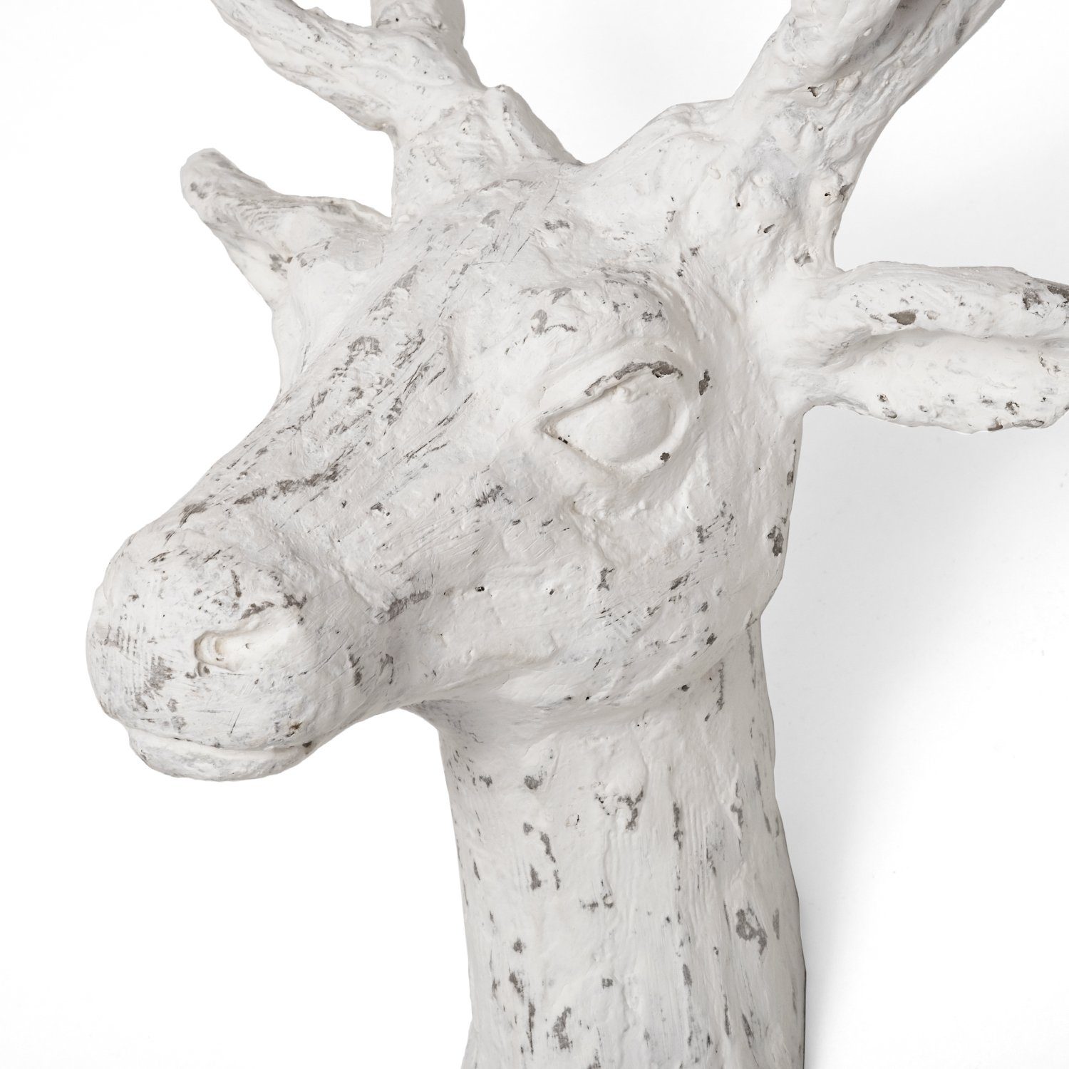 Moritz Skulptur aus Tischdeko, Holzdeko, Holz, Hirschgeweih Holz, Weihnachtsdeko Hirsch Wanddeko, Weiß Fensterdeko