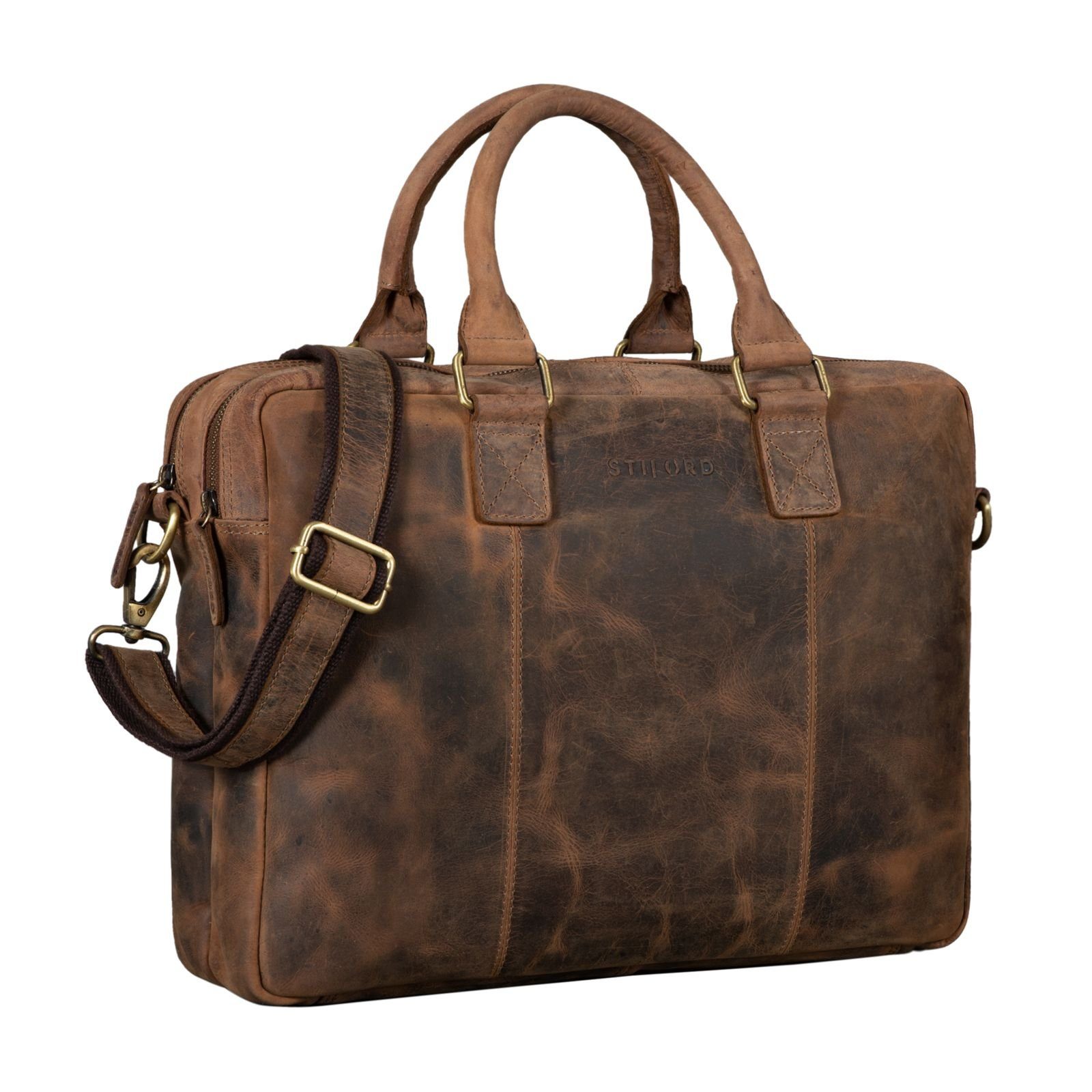 STILORD Laptoptasche "Zacharias" Businesstasche Leder Aktentasche calais - braun