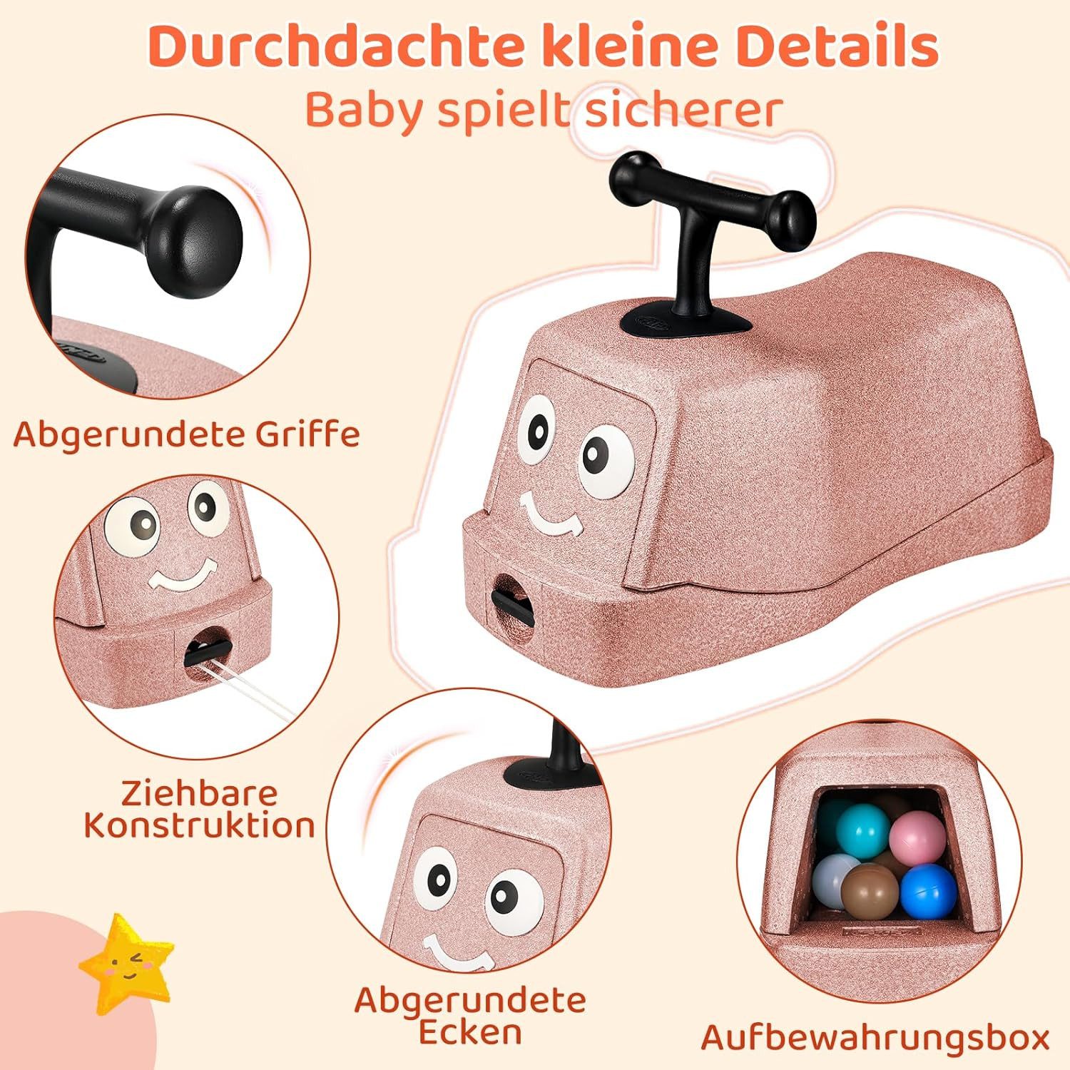 TLGREEN Rutscherauto 5 in 1 Babyrutscher mit Geräuschlose Räder, (Rutschfahrzeug), Babyroller bis 20kg, EPP, Baby Walker, Wippauto – Bild 4 von 5