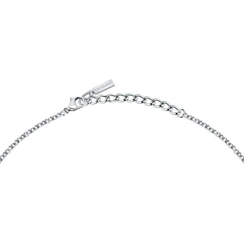Trussardi Kette mit Einhänger T-Logo Zirkon Stahl Halskette TJAXC44 (Kette, Anhänger)