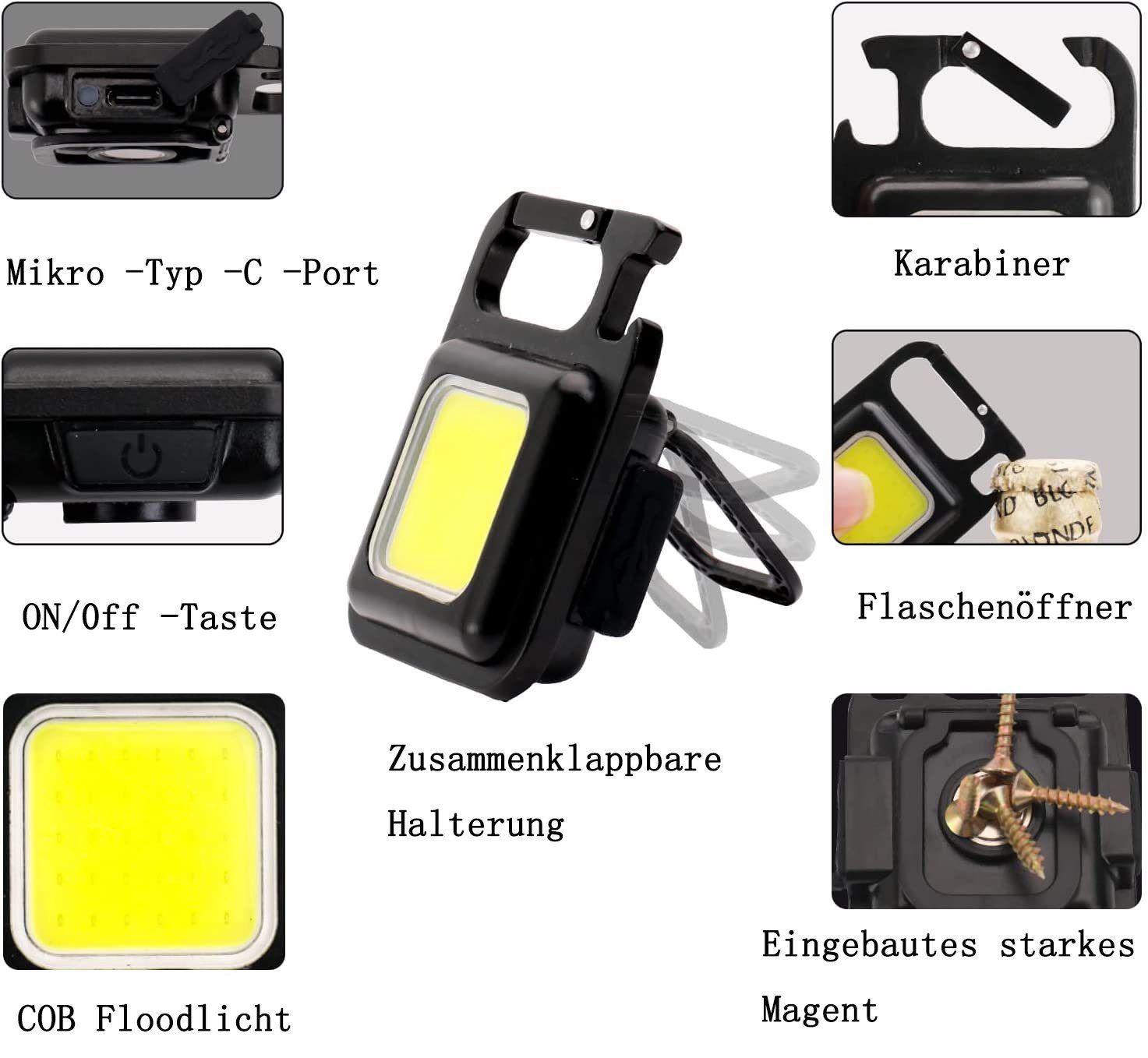 Arbeitsleuchte, Tragbare LED Taschenlampe Lumen Taschenlampe LED GelldG Schwarz(Stil:1)‎‎ Mini Tragbare 500
