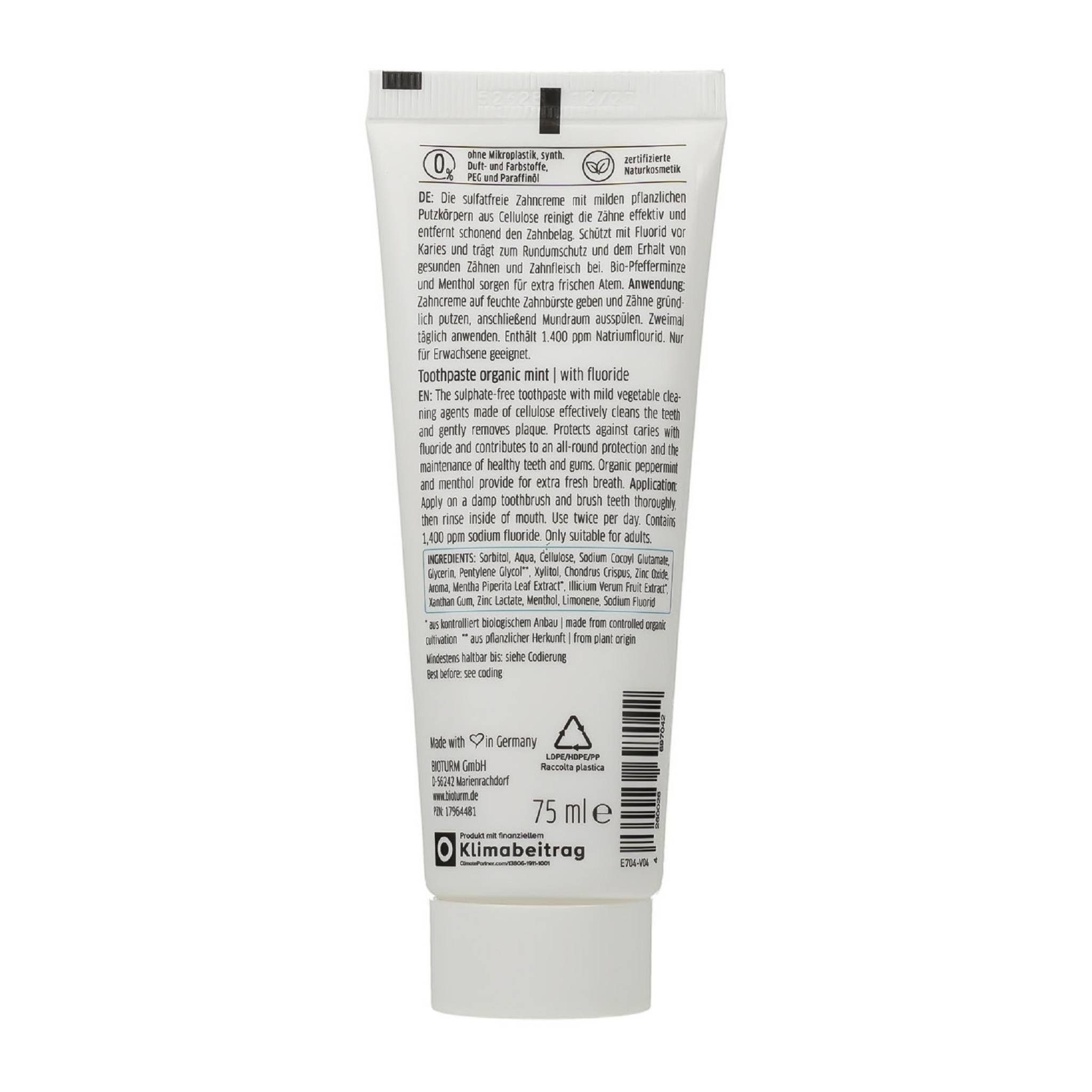 Bioturm Zahnpasta BIOTURM Zahncreme Bio-Minze m.Fluorid