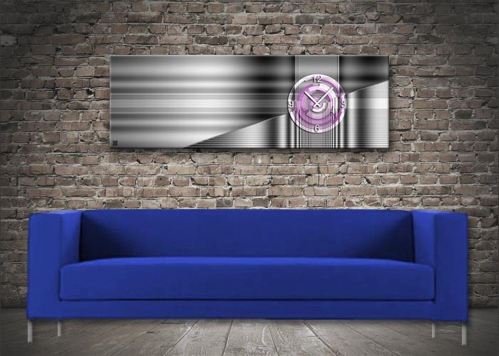 dixtime Wanduhr 5022 Dixtime Designer Wanduhr, Moderne Wohnraumuhr 35cm x 100cm (Einzigartige Digitaldruck-Optik aus 4mm Alu-Dibond)