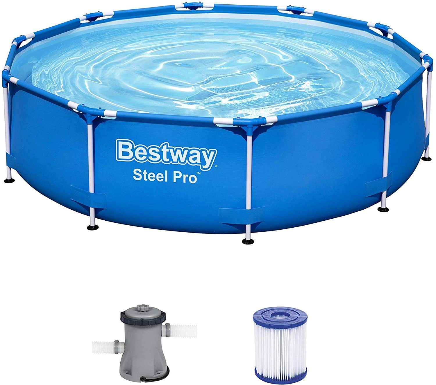BESTWAY Framepool »Bestway 56679 Steel Pro Frame Pool 305 x 76 cm mit Pumpe  rund blau«