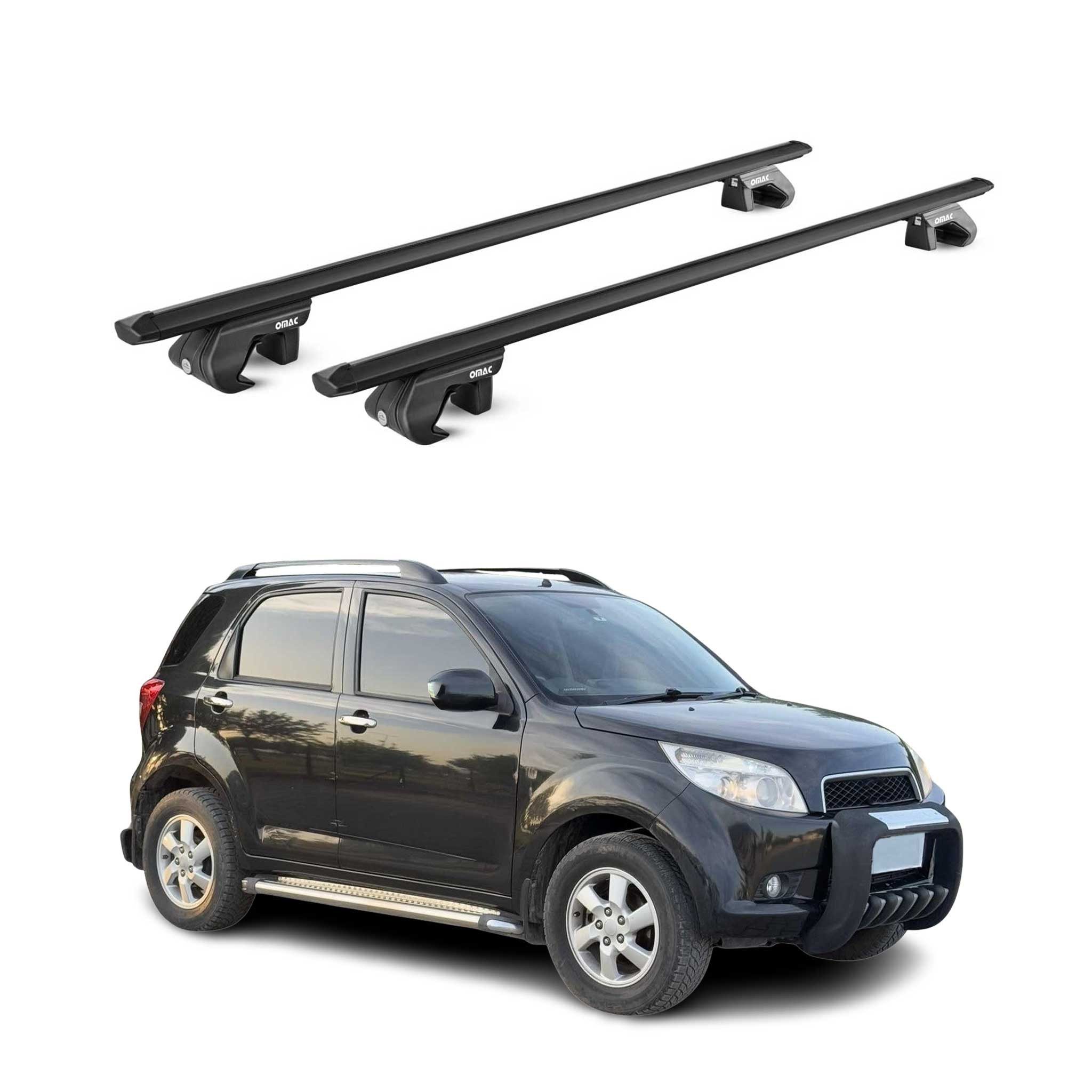 OMAC Dachträger Alu Grundträger für Daihatsu Terios 2006-2016 5 tür Schwarz ABE 2x (2-St), Wasserbeständig,Abnehmbar,Multifunktional,Leichtgewichtig