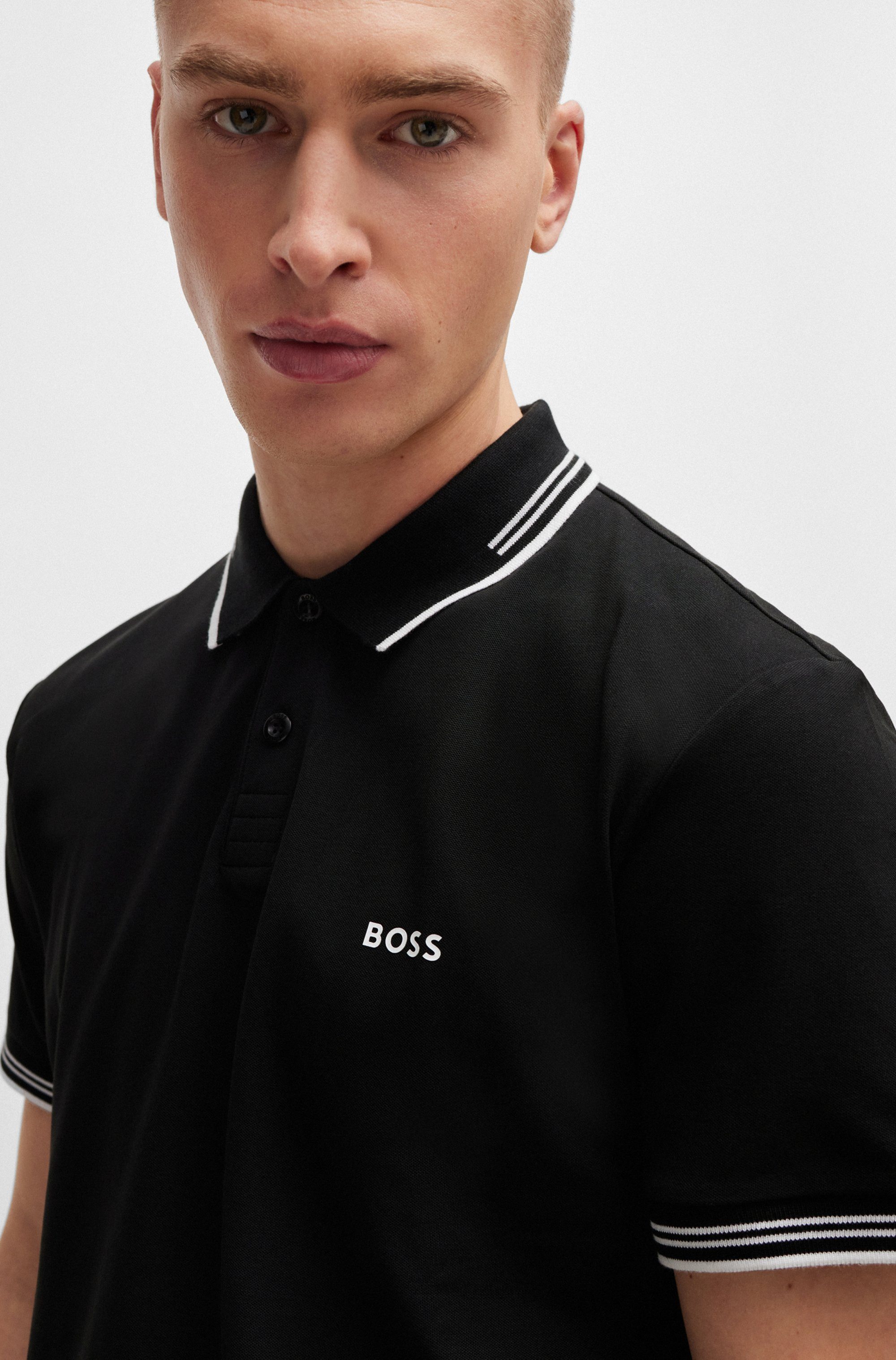 BOSS GREEN Poloshirt Paul Stretch-Baumwoll-Pique mit Polokragen