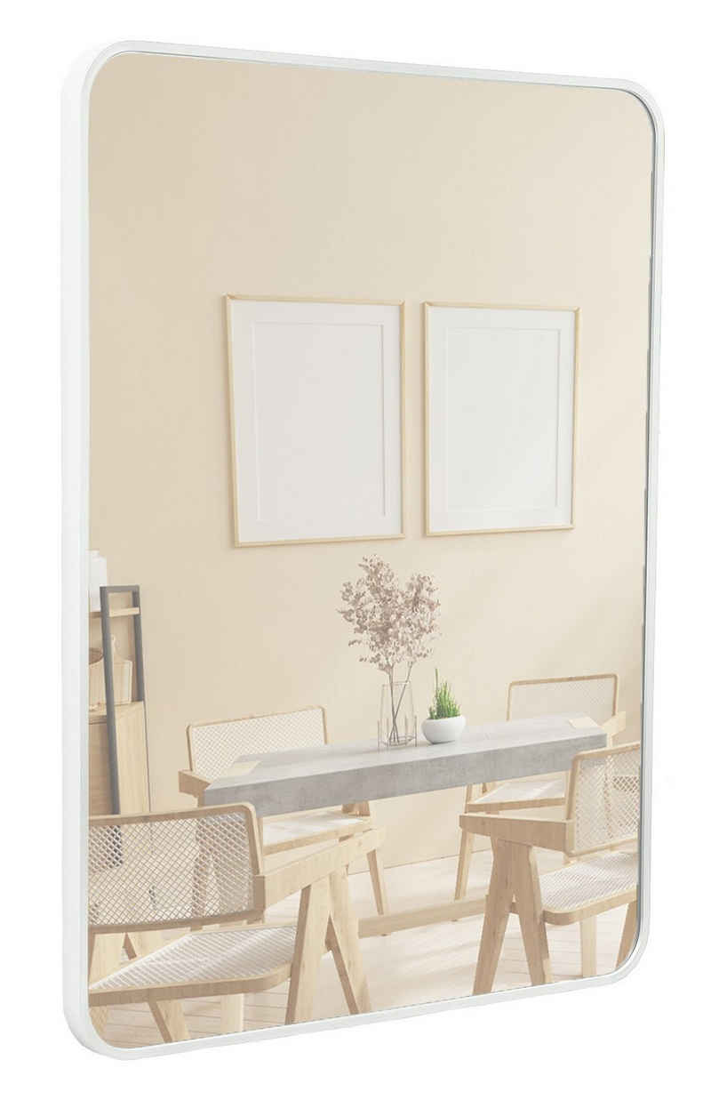 Terra Home Wandspiegel (inklusive Schrauben und Dübel), Silber Badezimmerspiegel Flurspiegel 80x60x3 cm Spiegel