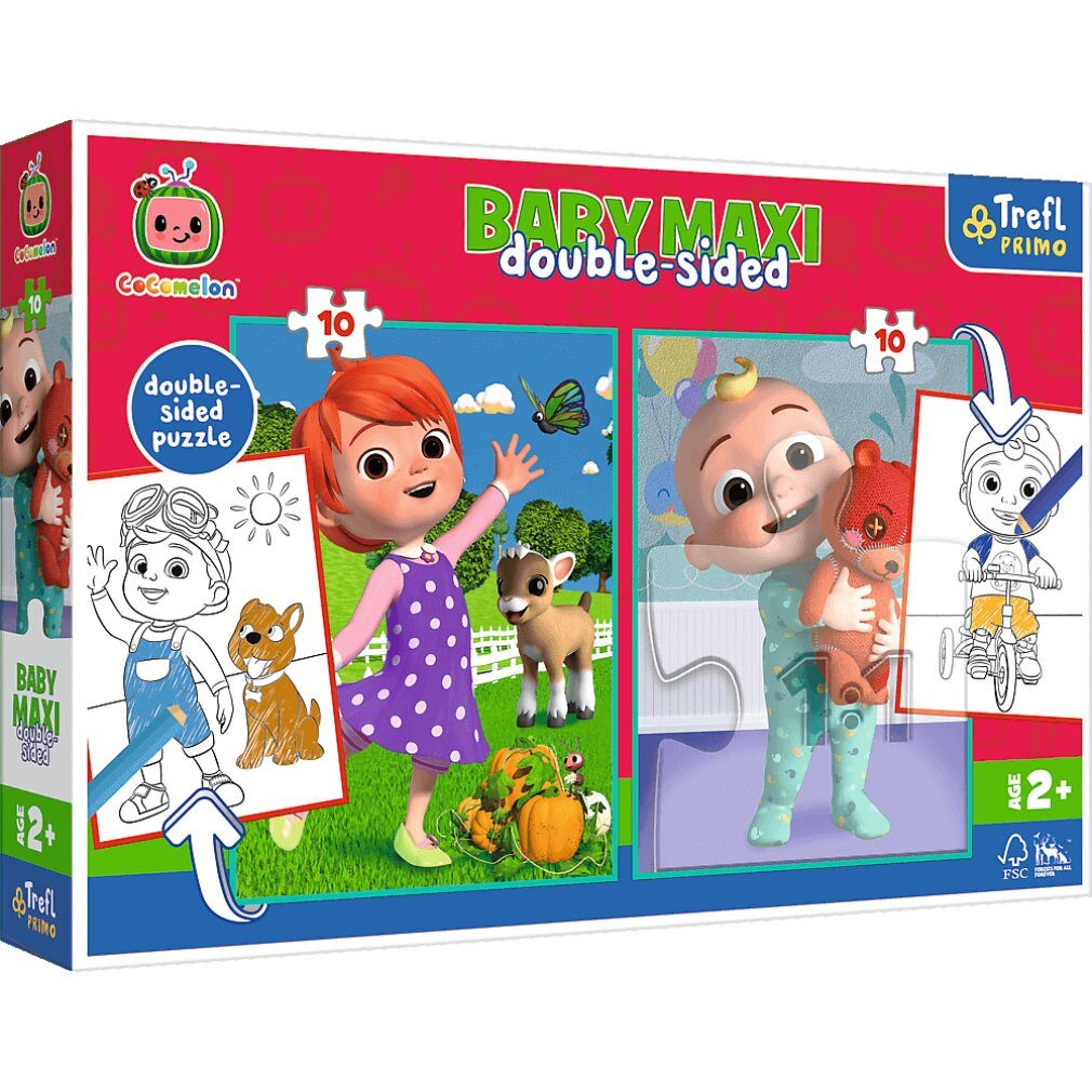 Trefl Puzzle Wendepuzzle Cocomelon: Freunde BABY MAXI 2x10 Teile, Puzzleteile