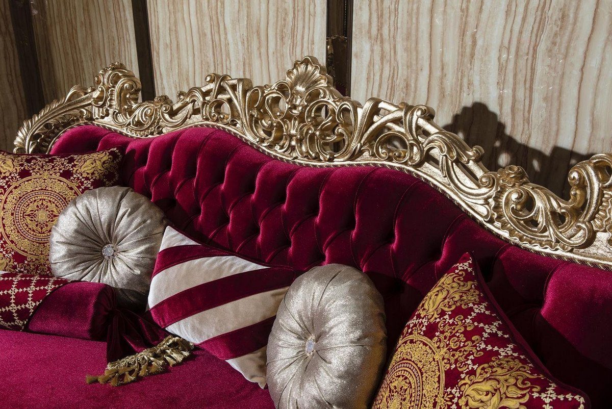 Bordeauxrot - Luxus x Sofa Padrino Möbel / H. Prunkvolles cm Sofa Gold 95 123 Sofa Barock Wohnzimmer Kissen 244 mit dekorativen Wohnzimmer - Barock Casa x