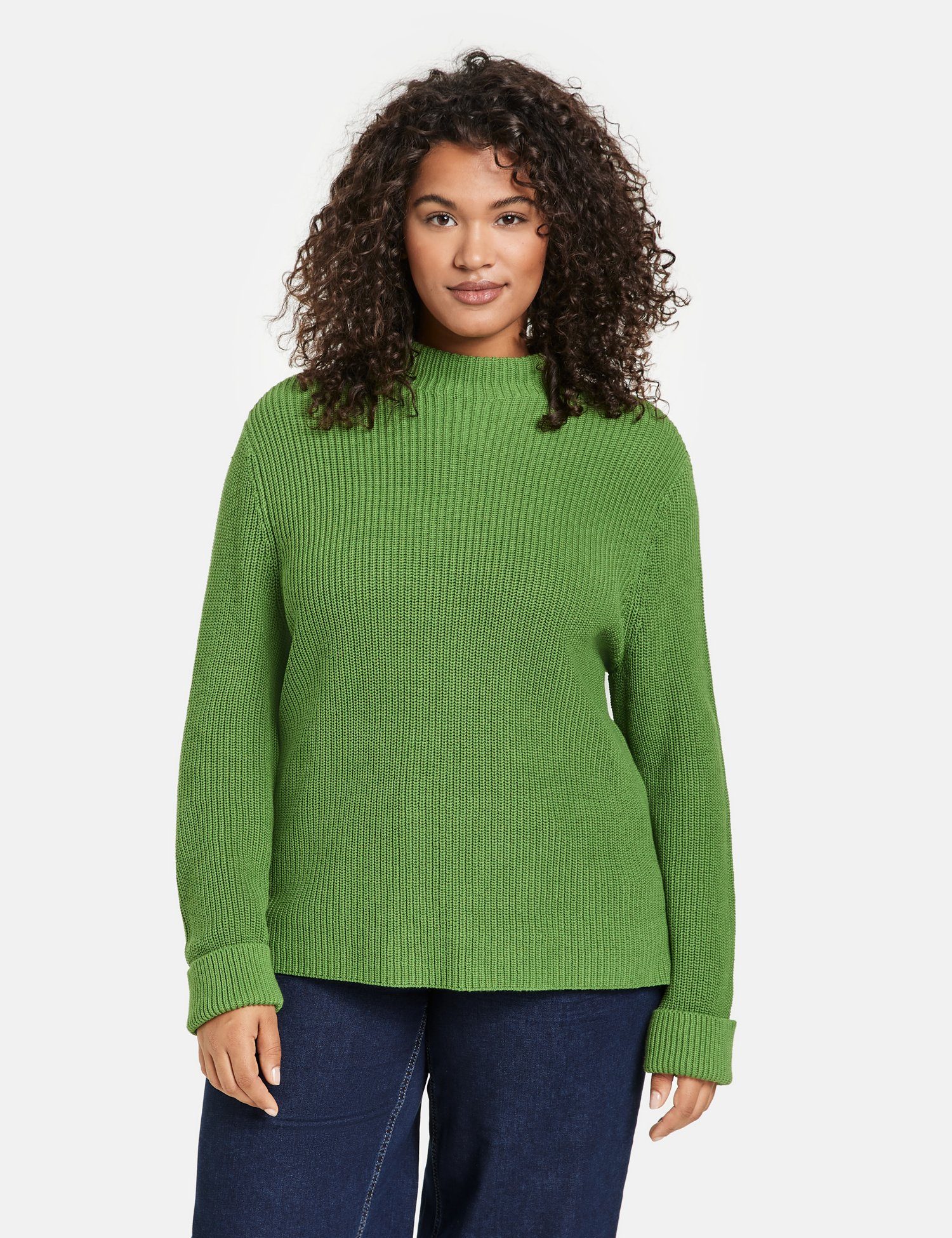 Medow Green aus Rundhalspullover Samoon Grobstrick Pullover