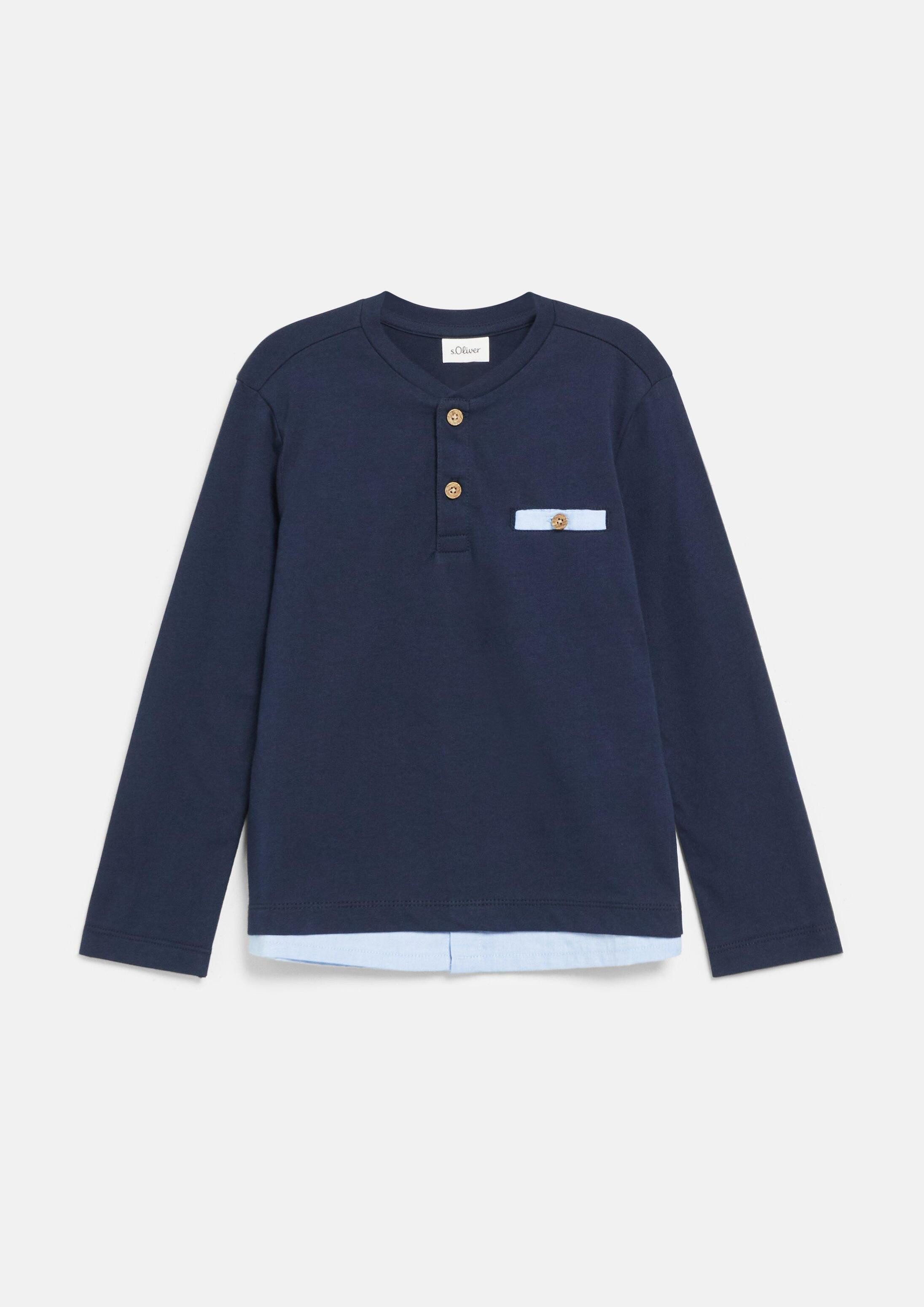 s.Oliver Langarmshirt T-Shirt Henleyshirt in Layering-Optik