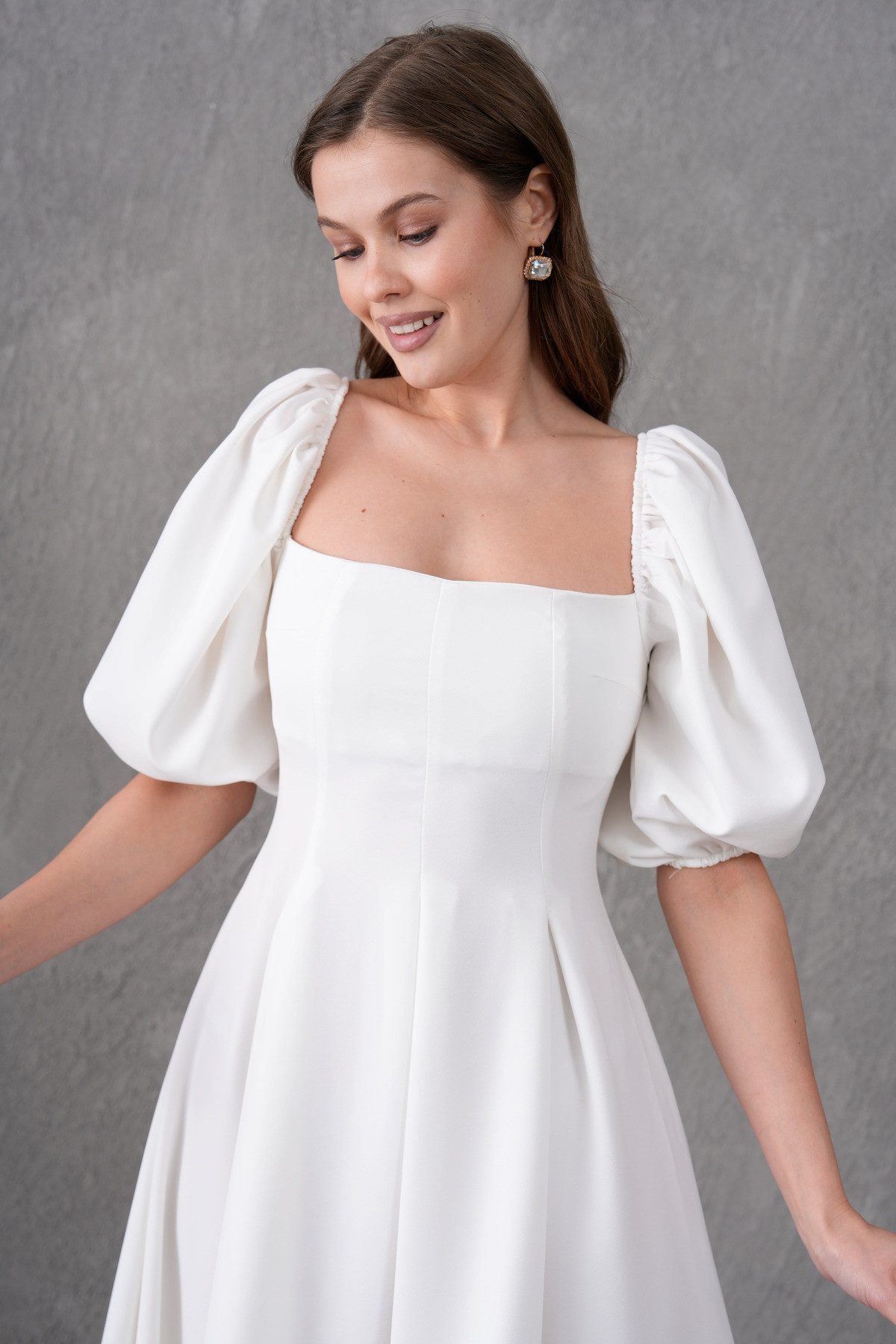 WOMAN VISION Abendkleid Trägerloses, kurzärmeliges, ausgestelltes Midikleid günstig online kaufen