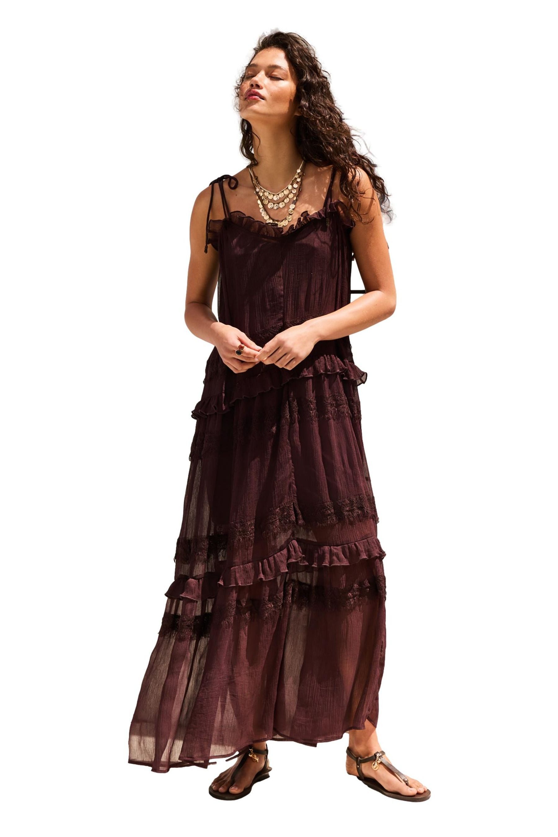 Next Strandkleid Maxikleid Netzstoff mit geschürten Trägern (2-tlg)