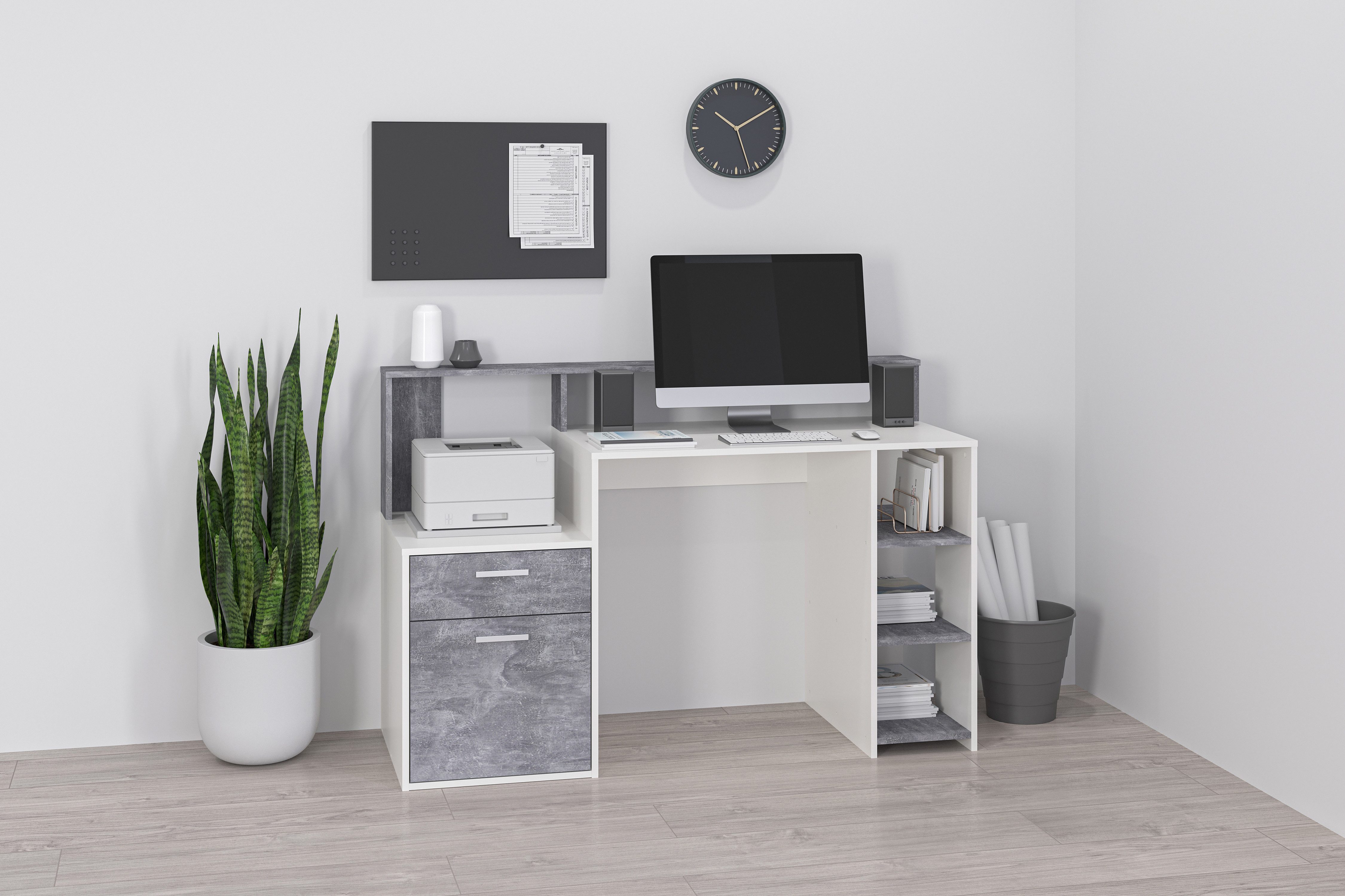 FMD Regal-Schreibtisch Bolton, Schreibtisch mit Stauraum und Ablage, offene günstig online kaufen