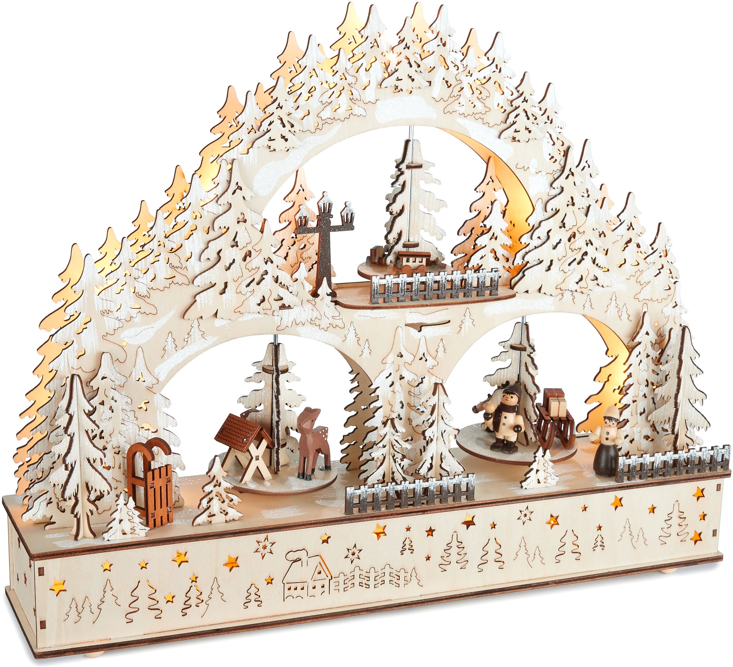 BRUBAKER LED Schwibbogen 3D Lichterbogen - Winterlandschaft - Holz Weihnach günstig online kaufen