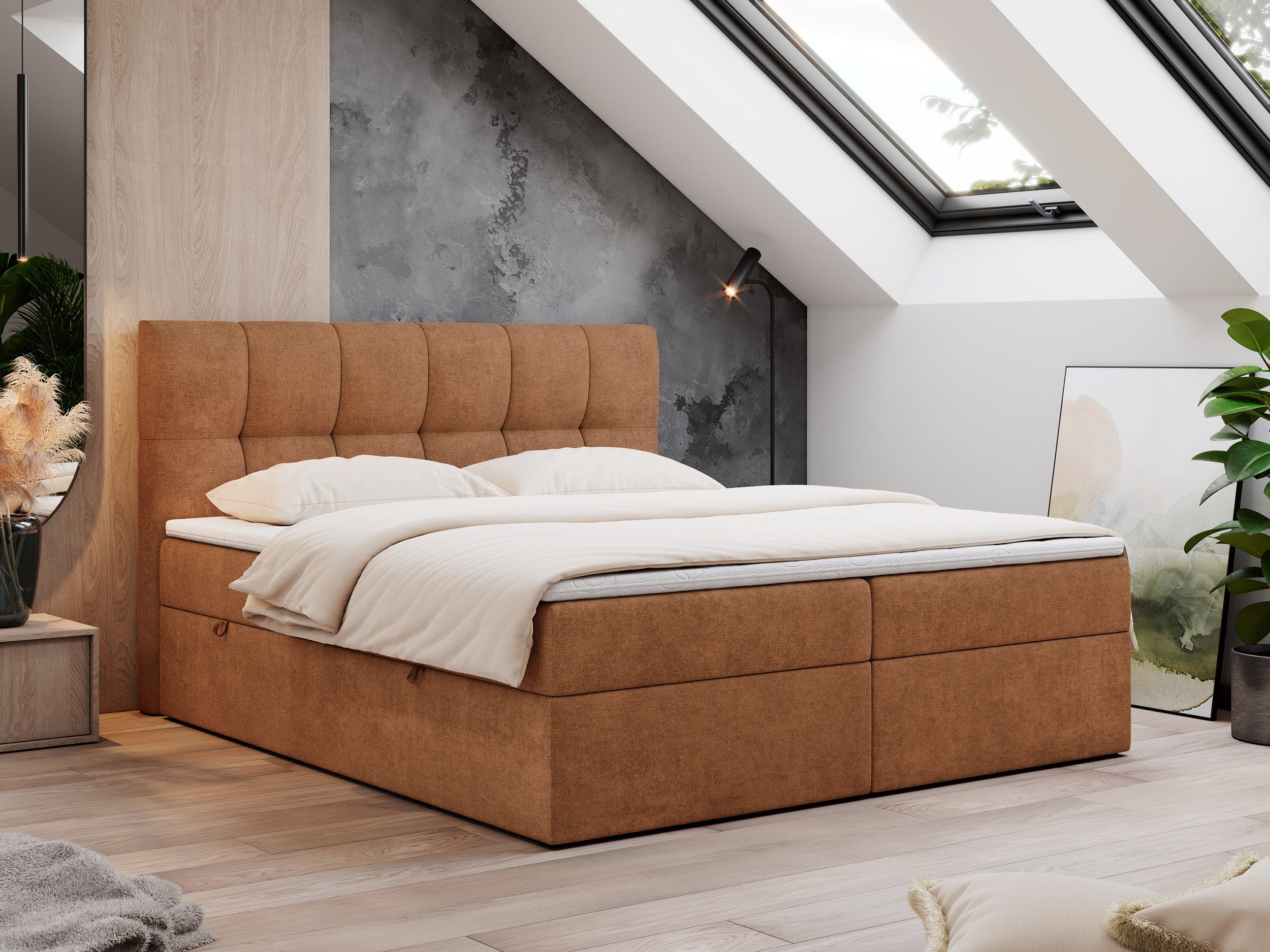 MKS MÖBEL Boxspringbett Rico (Set, Packung, T30-Schaum, Polsterbett, 7 Härtezonen, H3-Matratze), mit Bettkästen, Doppelbett mit Multipocket-Matratzen und Topper