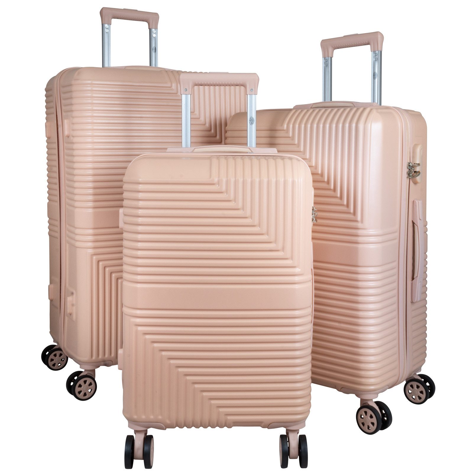 Trendyshop365 Trolleyset Kofferset 3tlg Barcelona, 4 Rollen, (Hartschale, 3 tlg., Trolleyset), ABS, robust und kratzunempfindlich