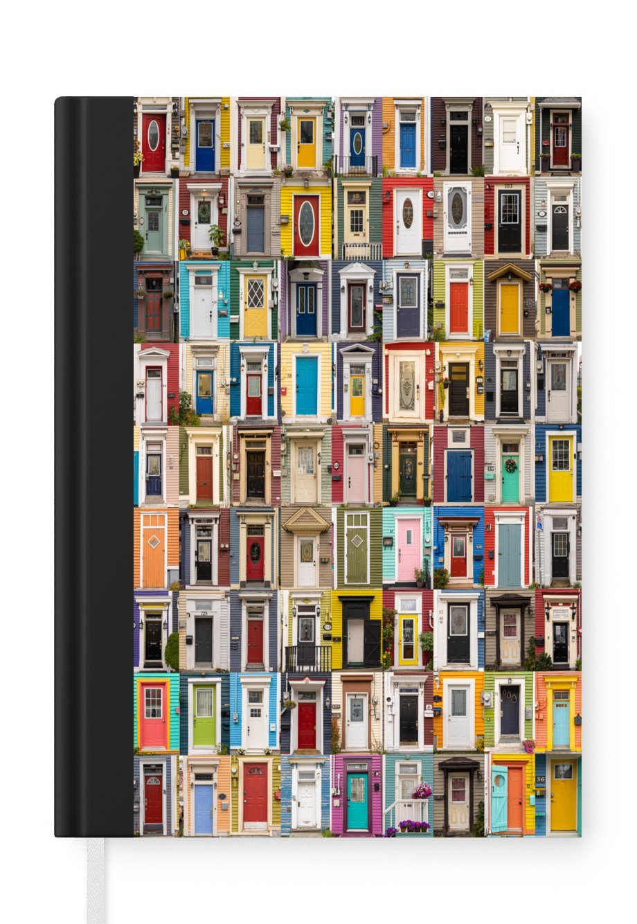 MuchoWow Notizbuch Türen - Bunt - Collage - Architektur, Journal, Merkzettel, Tagebuch, Notizheft, A5, 98 Seiten, Haushaltsbuch