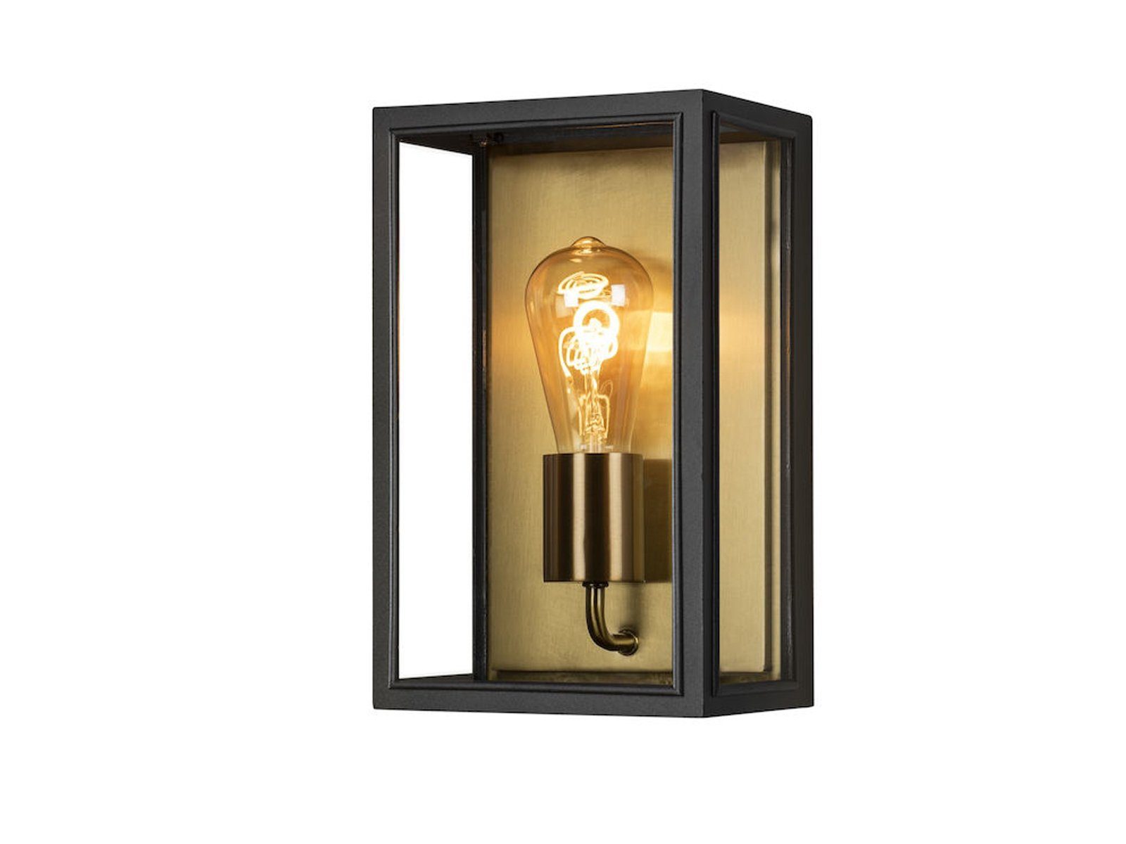 meineWunschleuchte LED Schwarz-Messing Schwarz LED warmweiß, 30cm Gold-en, Landhausstil wechselbar, Wand-laterne Außen-Wandleuchte, Fassadenbeleuchtung H: