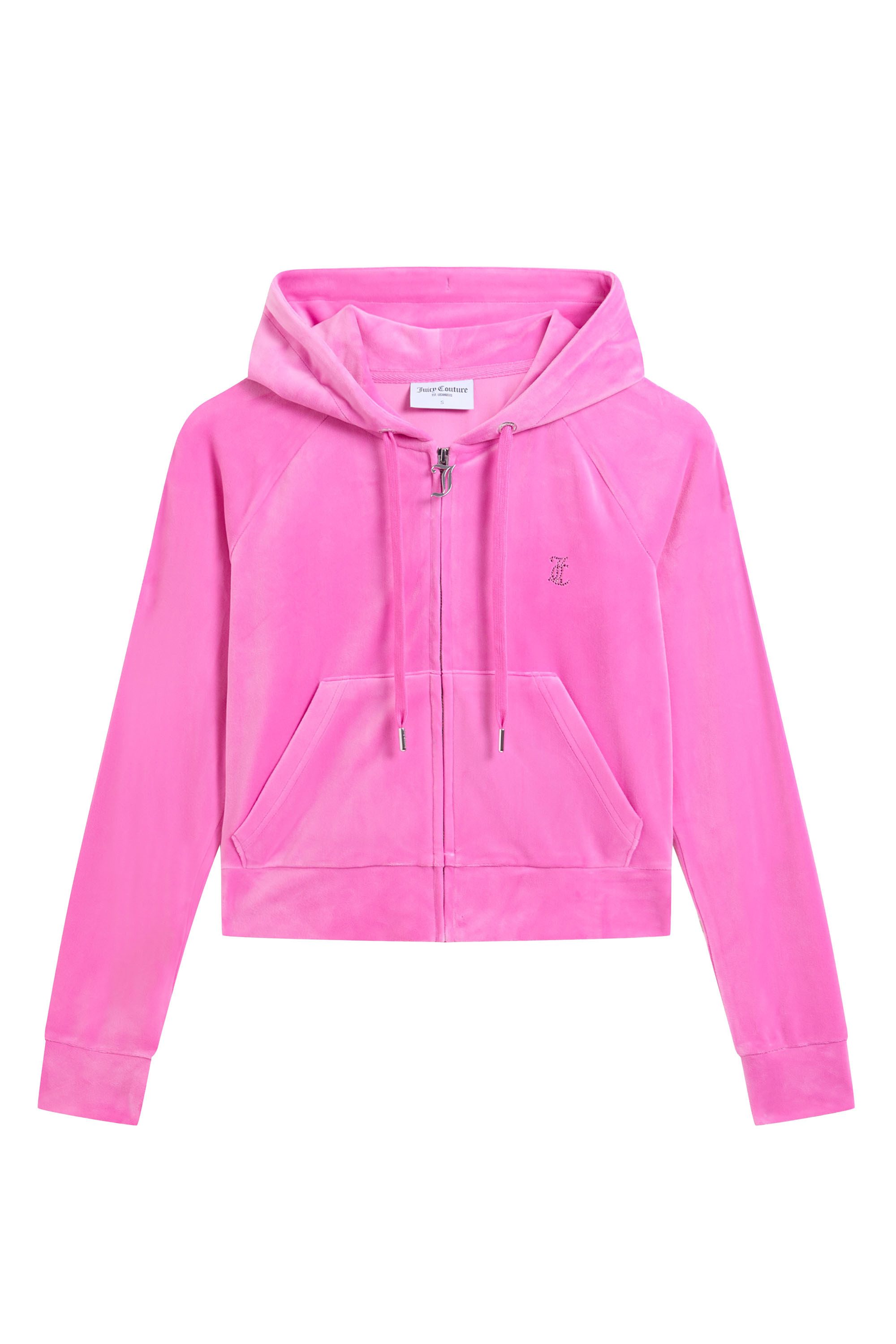 Juicy Couture Kapuzennickijacke MADISON COL OUT HOODIE. Damen Trainingsjacke Damen, Sweatjacke mit Kapuze, Velour, mit Glitzer, Sale