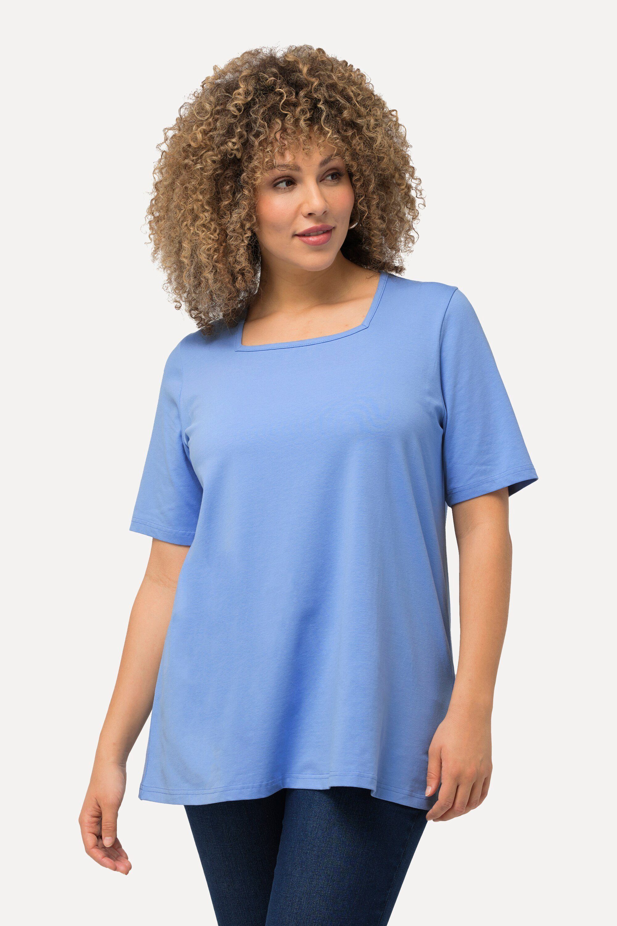 Ulla Popken T-Shirt T-Shirt A-Linie Carré-Ausschnitt günstig online kaufen