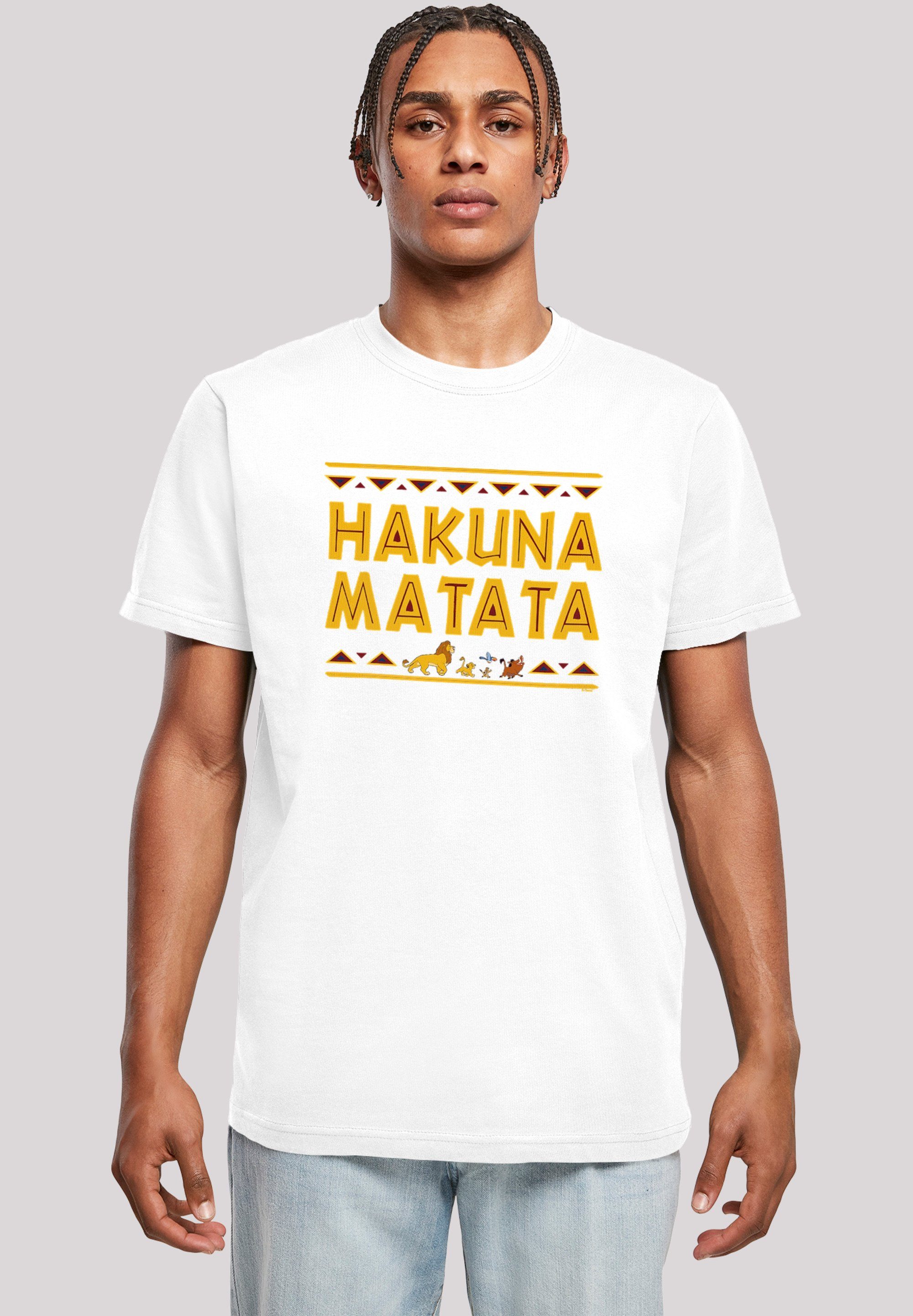 F4NT4STIC T-Shirt Disney König der Matata weiß Herren,Premium Merch,Regular-Fit,Basic,Bedruckt Hakuna Löwen