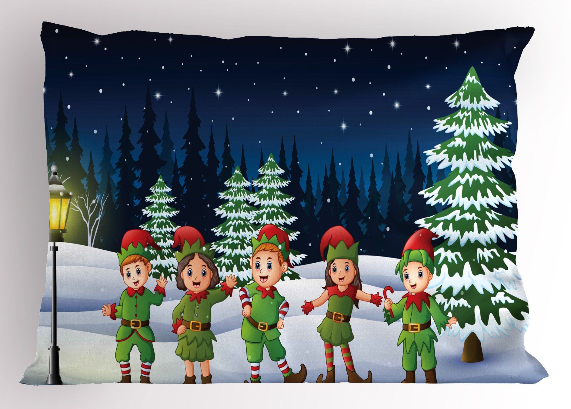 Kissenbezüge Dekorativer Standard King Elf (1 Schneien Abakuhaus Stück), Gedruckter Size Kinder Kissenbezug, und Wald