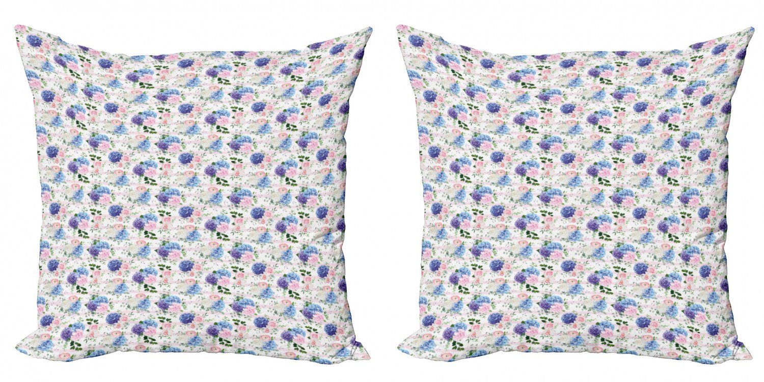 (2 Doppelseitiger Blau Stück), Frühling Abakuhaus Nosegay Accent Pink Kissenbezüge Und Digitaldruck, Modern