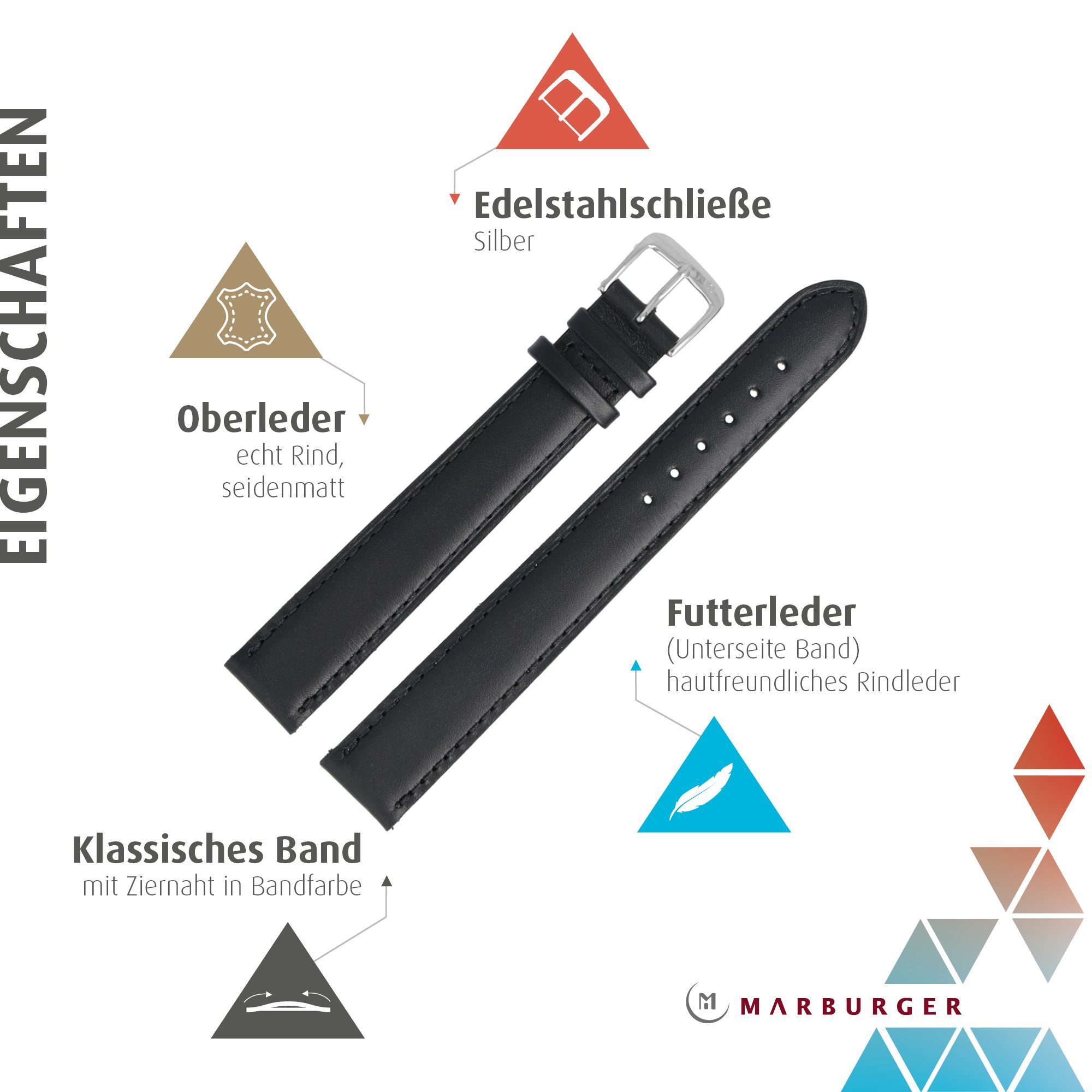 MARBURGER Uhrenarmband 20mm Leder XXL Extra günstig online kaufen
