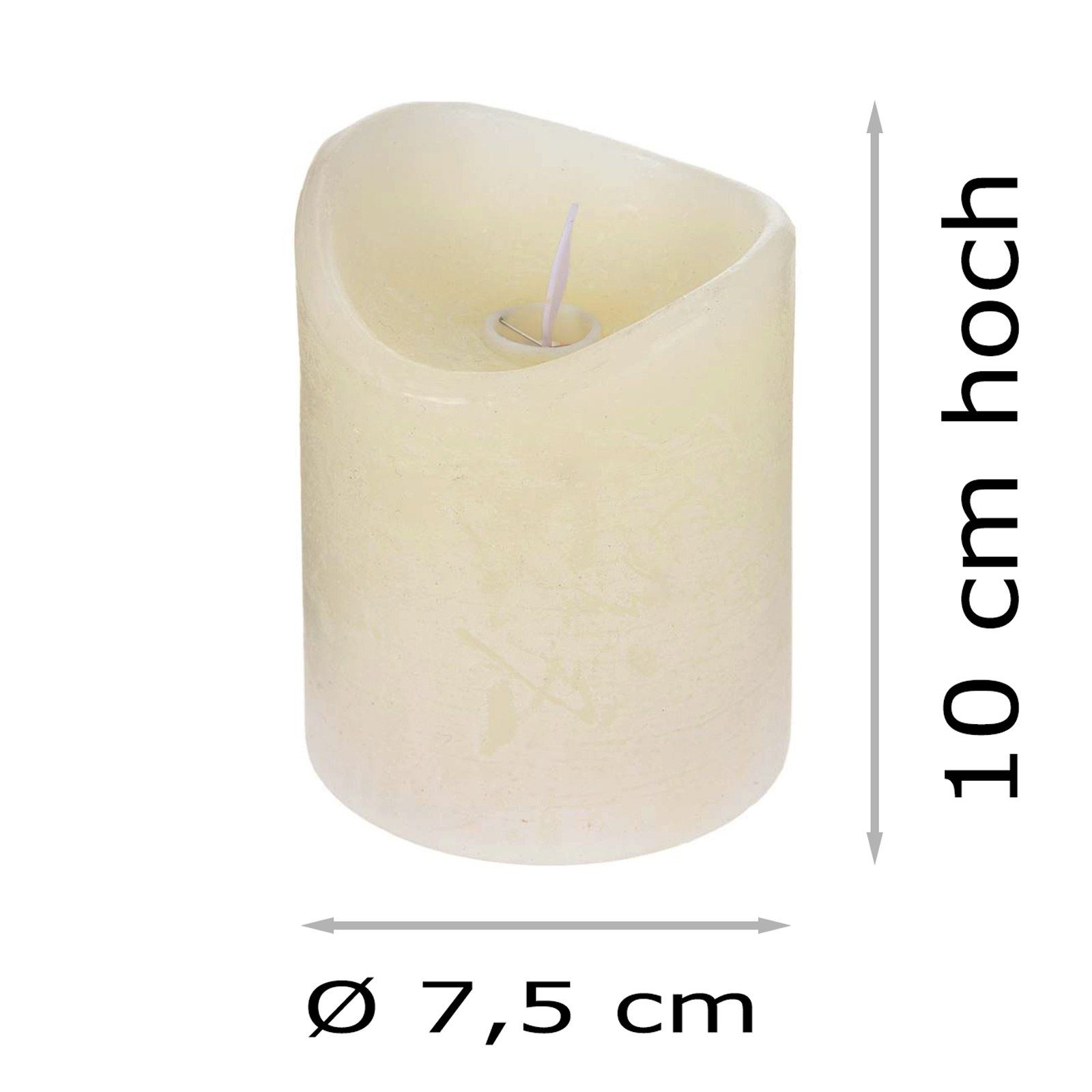 ToCi LED-Kerze 4er Set Echtwachs-Kerzen mit Timer : Creme Ø 7,5 x 10 cm Flamme