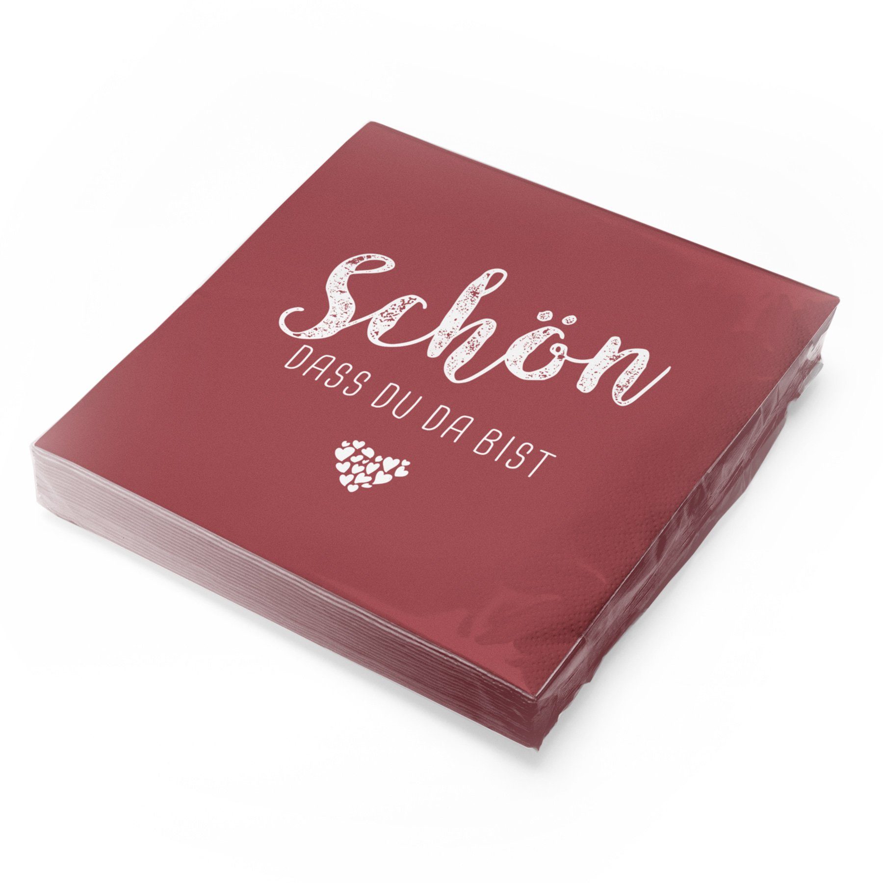 itenga Papierserviette itenga 20x Serviette Schön dass du da bist bordeaux rot