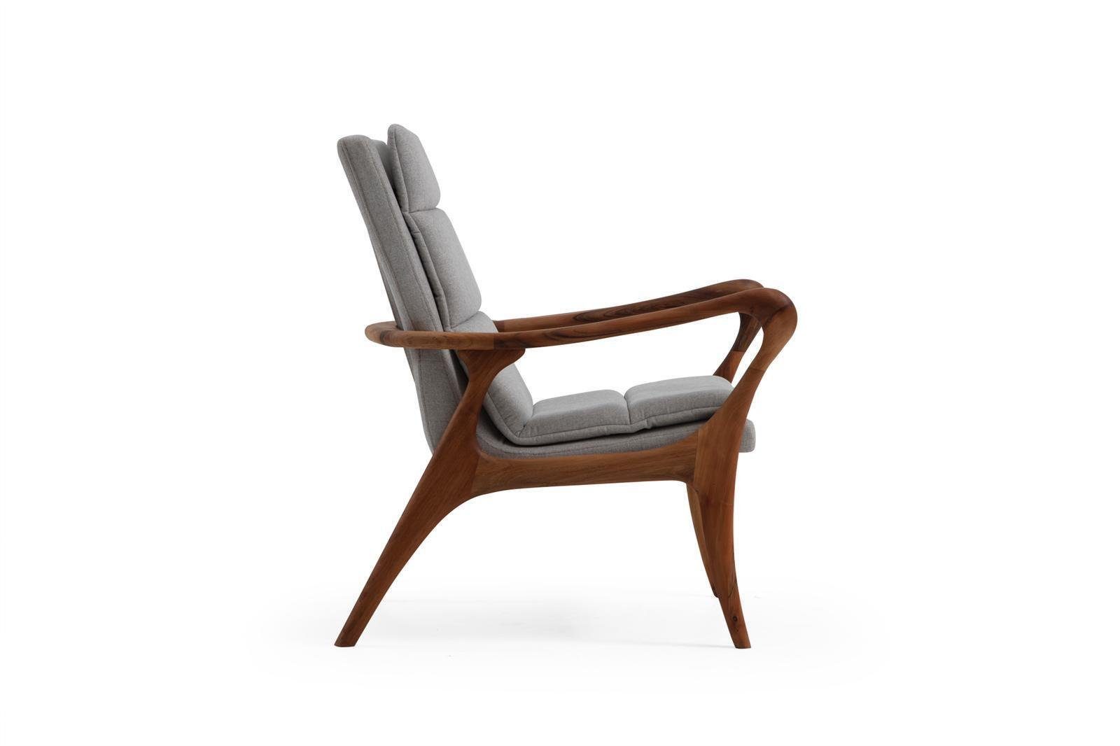 JVmoebel Sitzer Modern Europa Sessel in nur 1x (1-St., Sessel), Stoff Ohrensessel Wohnzimmer Polyester Made Neu Grau Sessel 1