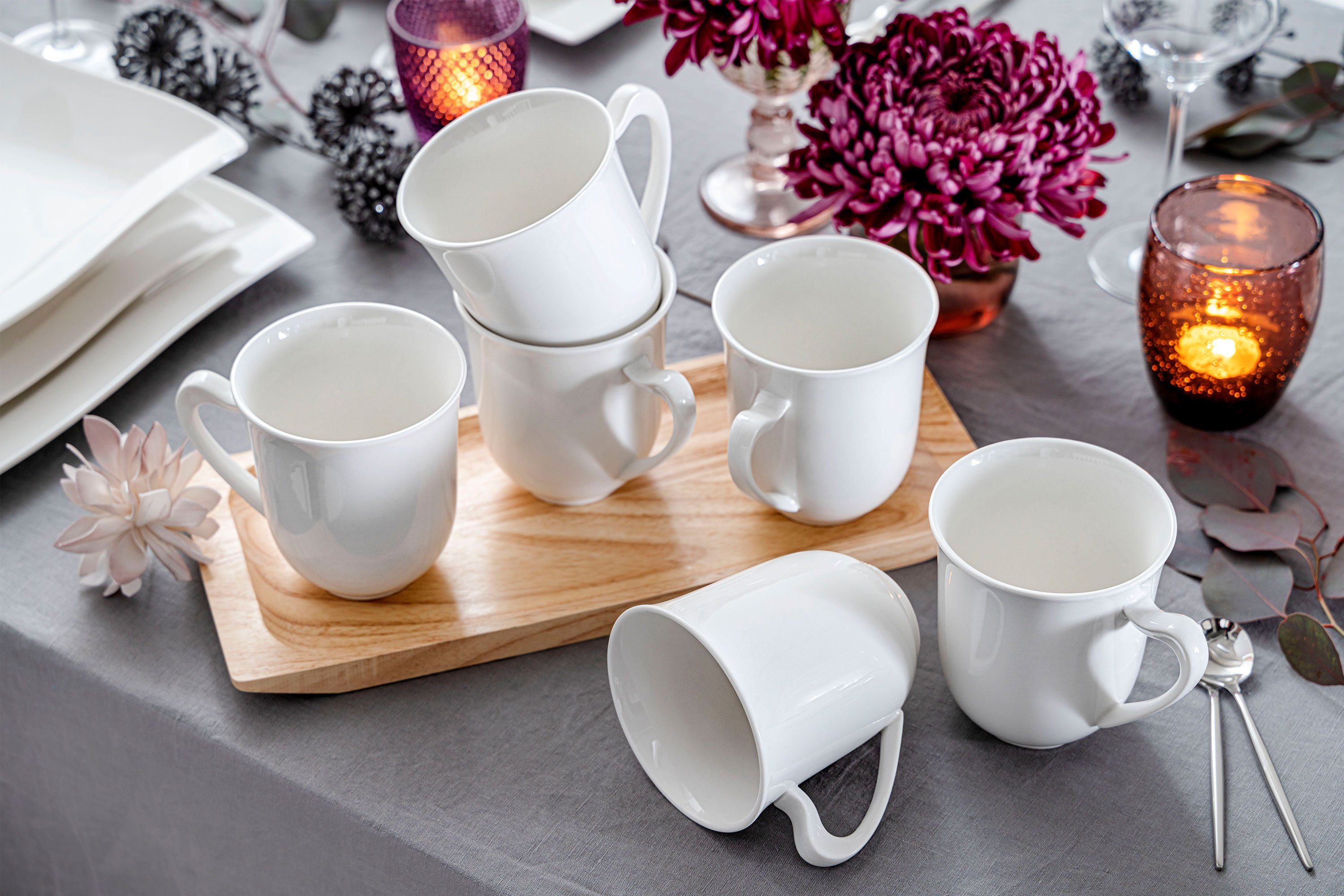 SÄNGER Becher Paris Kaffeebecher Set, Weiß, 6-tlg., Porzellan, ⌀9,7x10,7cm, 330 ml, Premium Collection