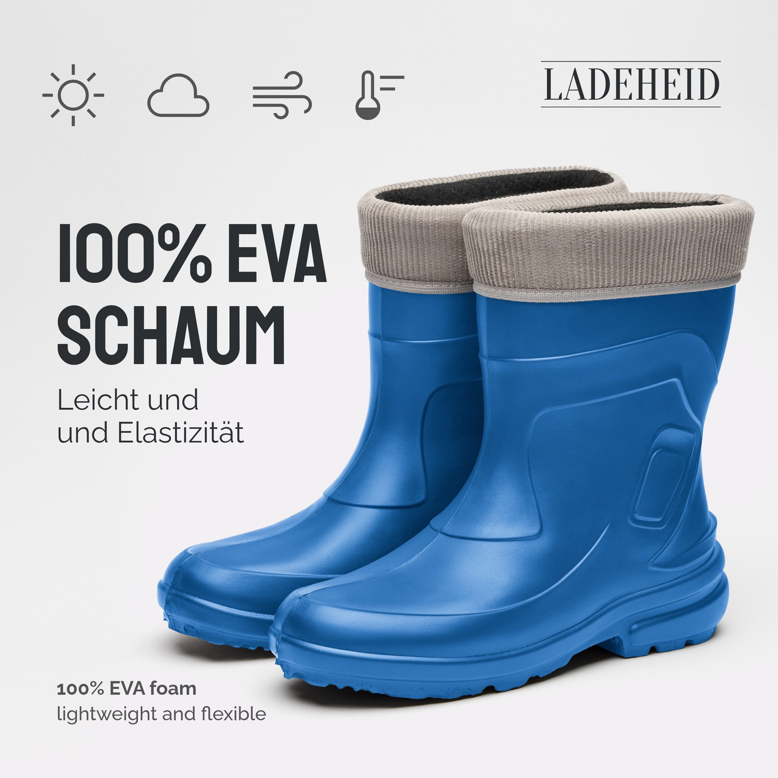 Ladeheid EVA Thermo Regenstiefel Damen LA-800-2017 Gummistiefel mit herausnehmbares Innenfutter – Bild 4 von 5