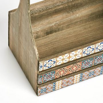 Zeller Present Aufbewahrungskorb Deko-Kiste m. Griff "Mosaik, Holz, 31 x 19 x 32 cm