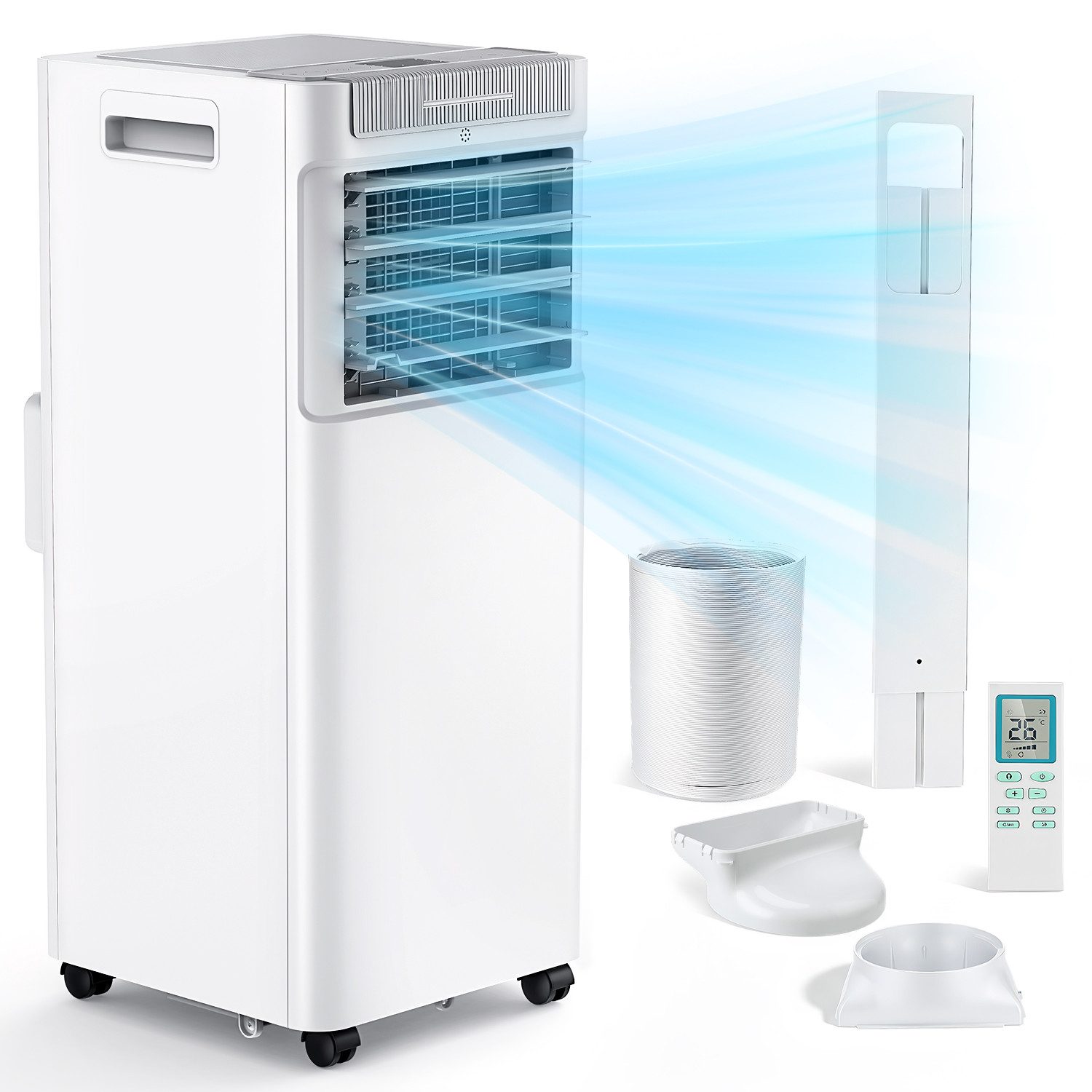 oyajia Klimagerät 6-in-1-Klimagerät Mobiles klimaanlage 5000BTU, Fernbedienung+24h-Timer, Kühlen, Entfeuchten, Ventilator, Schlafmodus, Kindersicherungsmodus
