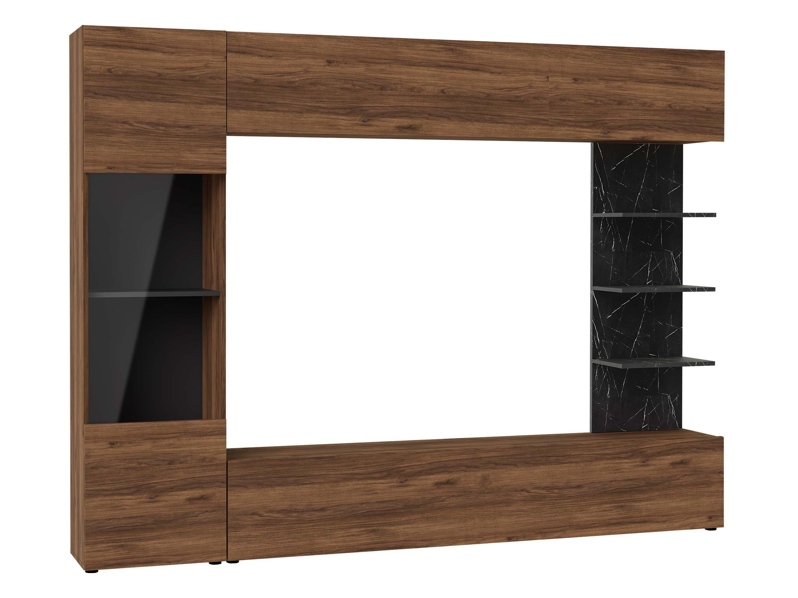MIRJAN24 Wohnwand Lazando, (Komplett-Set, Hängeschrank, Vitrine, TV-Lowboard, Wandregal), Beleuchtung als Option