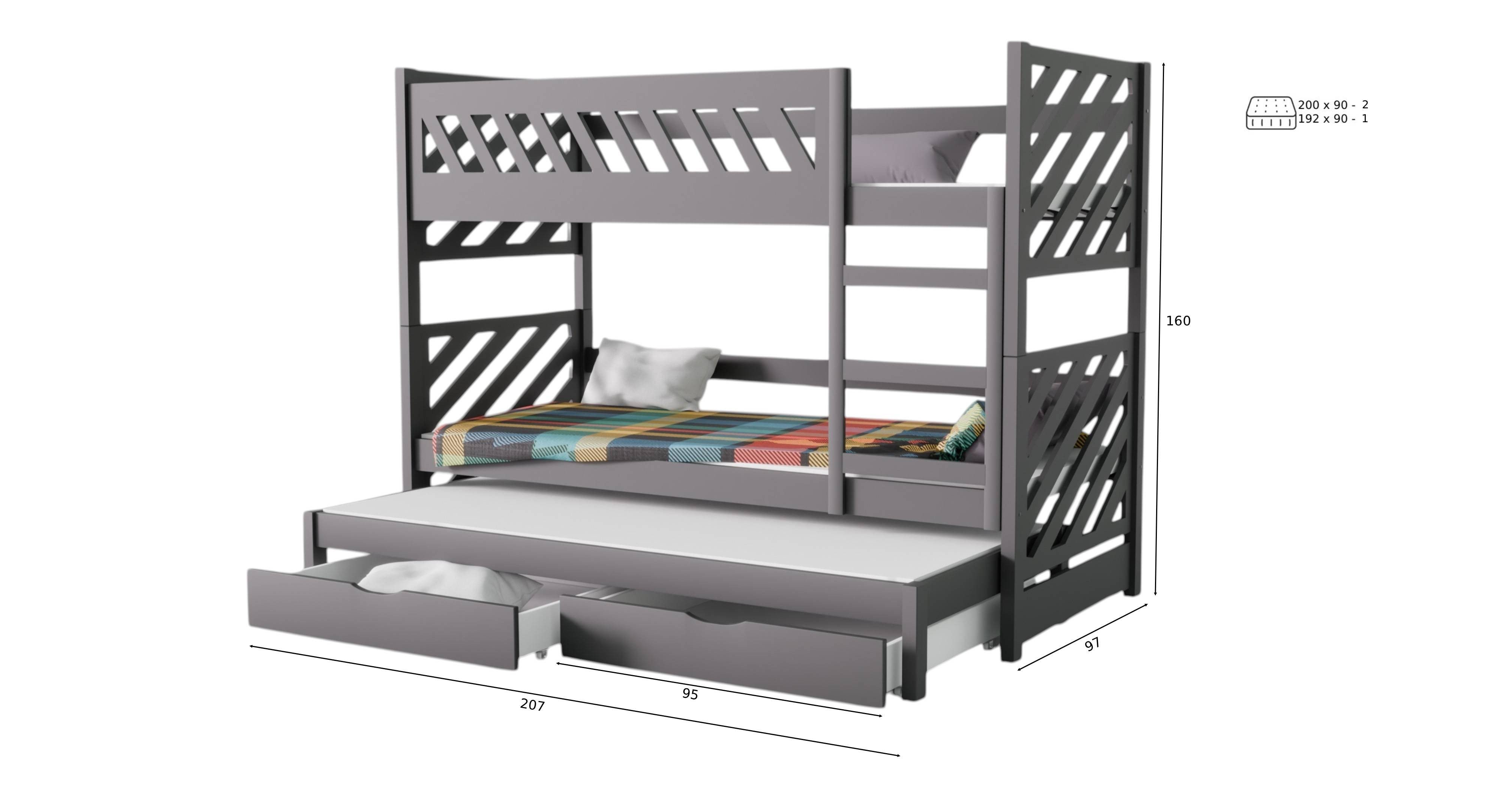 thematys Etagenbett 90x200cm Hochbett mit Rausfallschutz günstig online kaufen